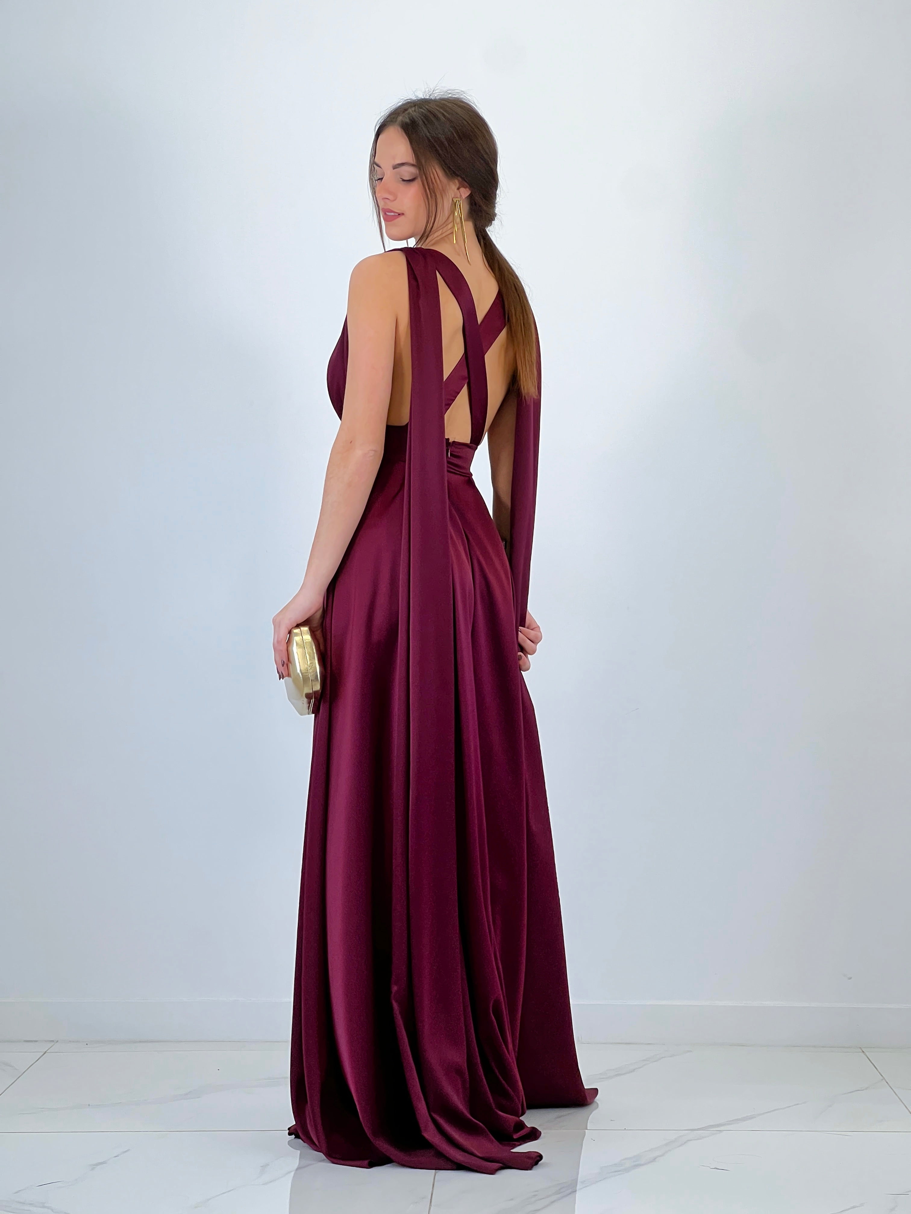 Vestido capa espalda cruzada Jena