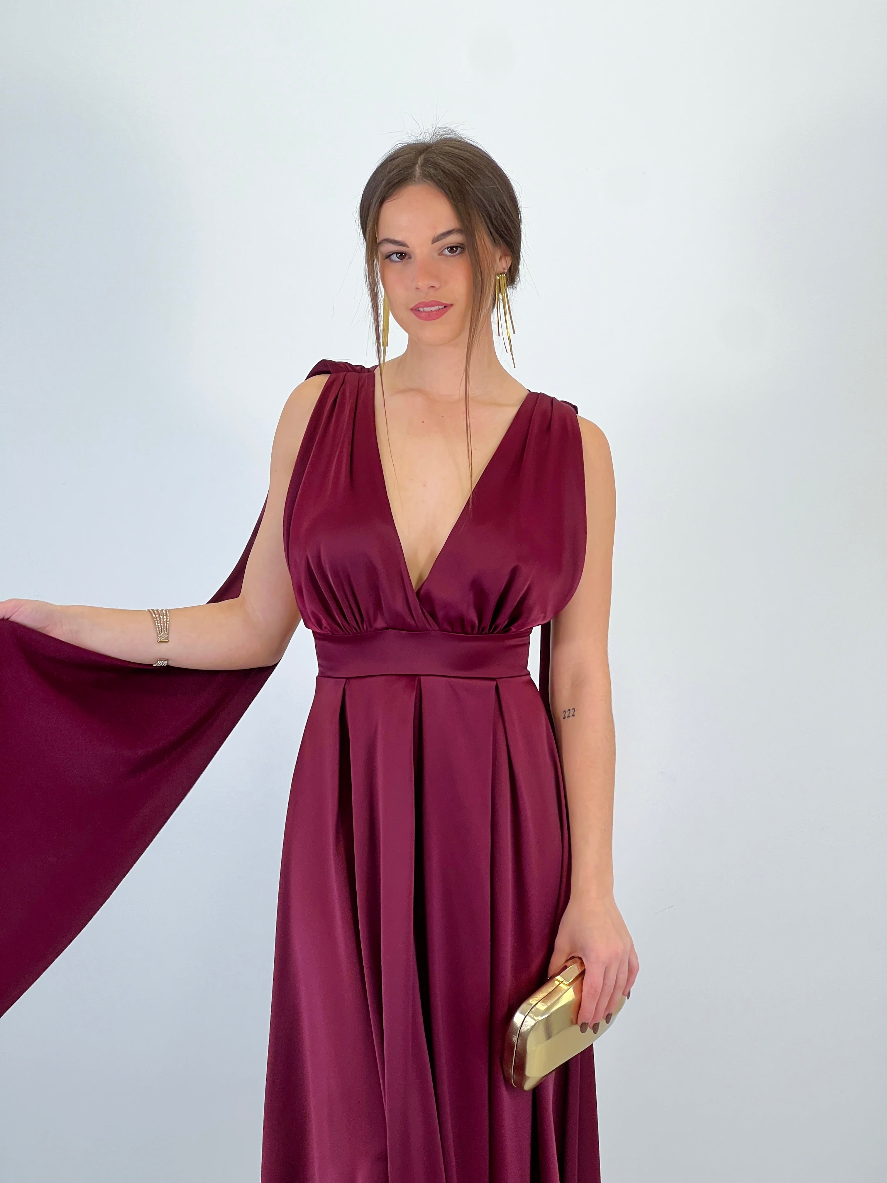 Vestido capa espalda cruzada Jena