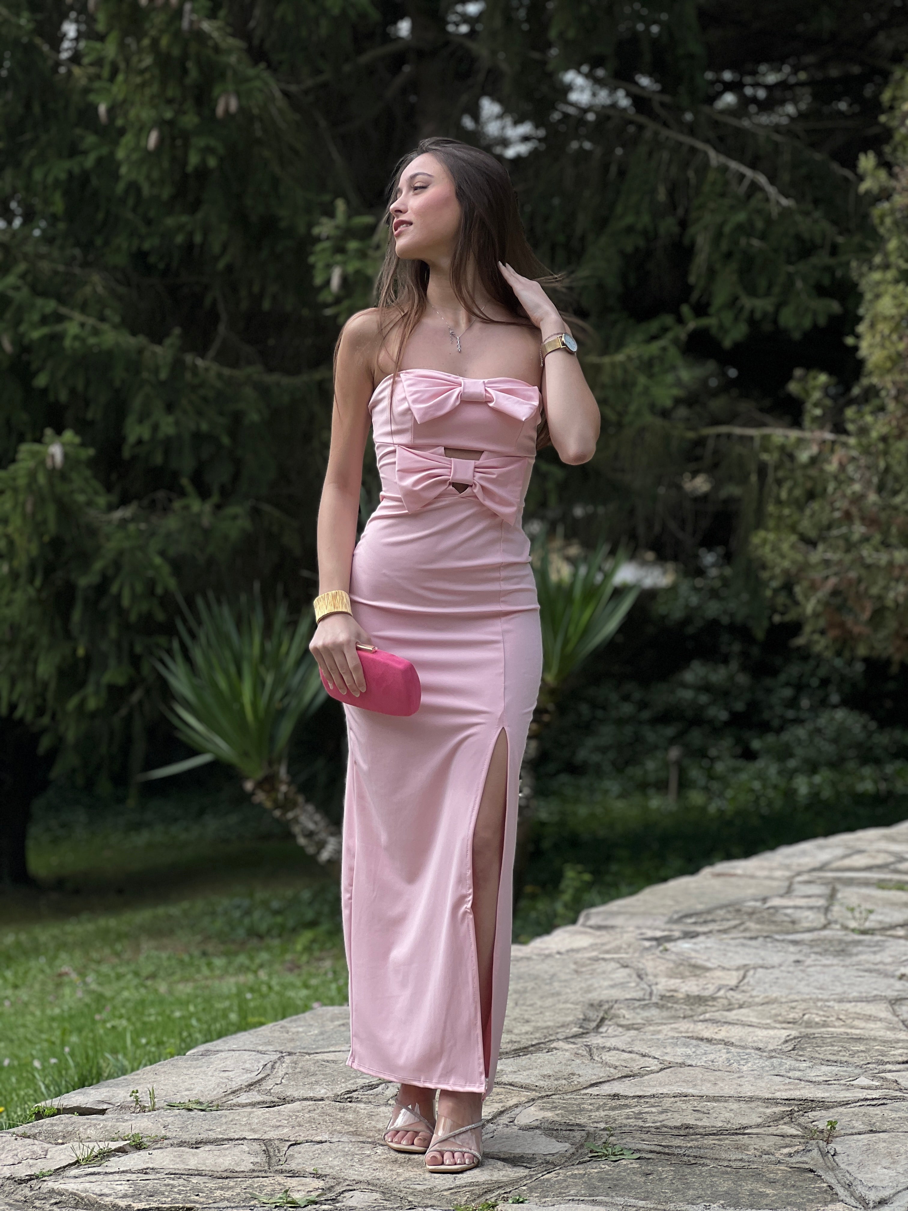 Sweet bow neckline dress