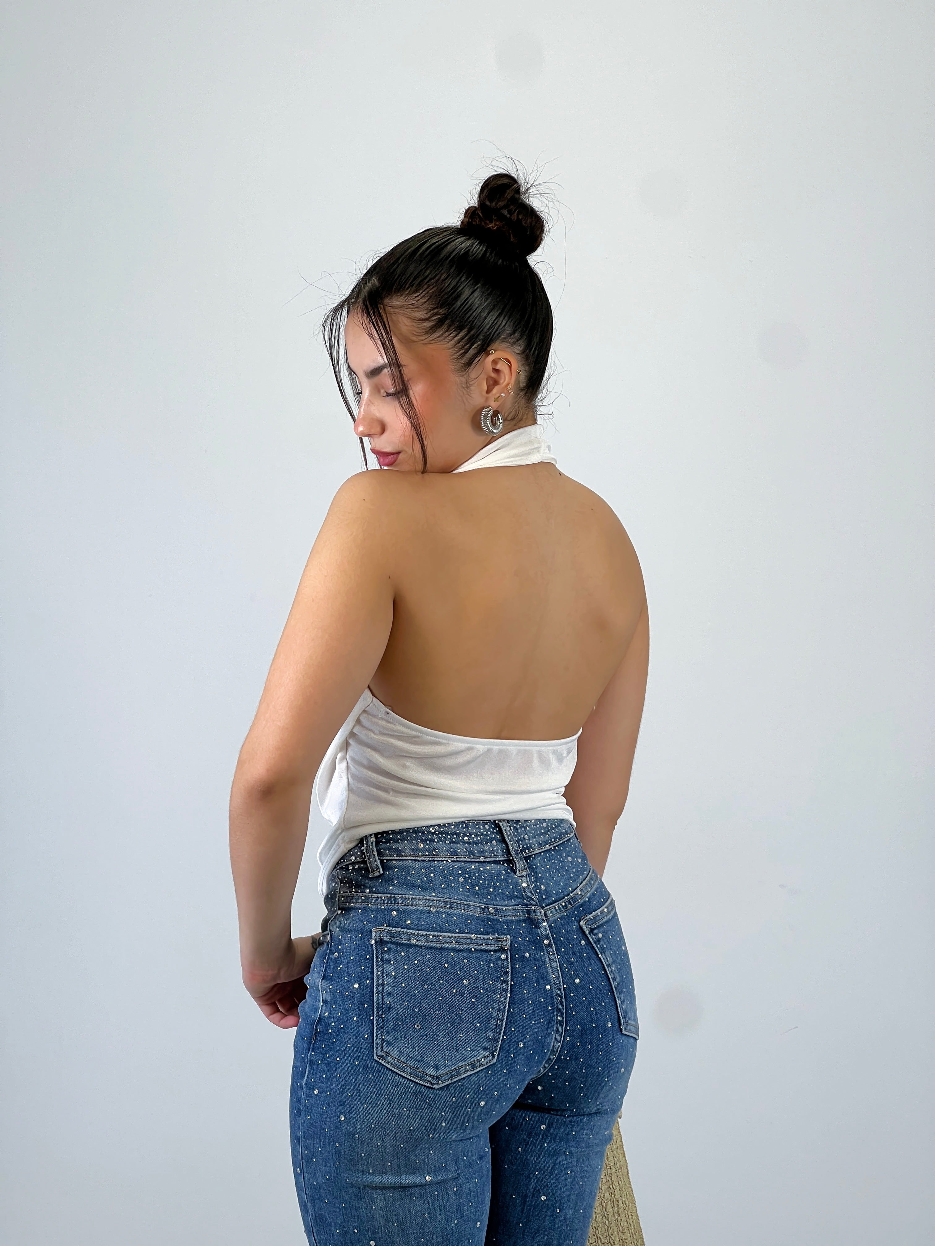 Jeans droits avec strass