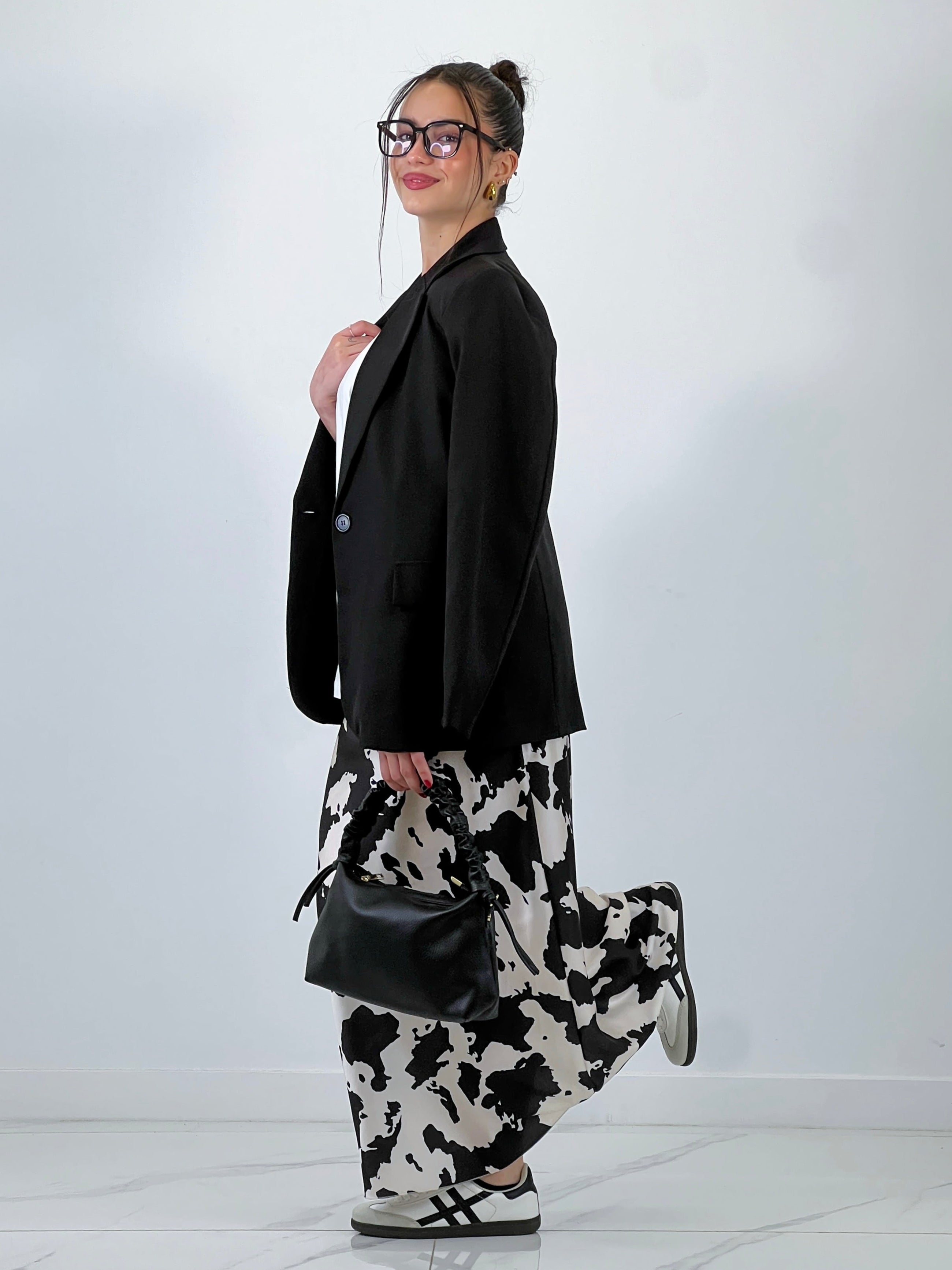 Faldilla de ras estampat de vaca