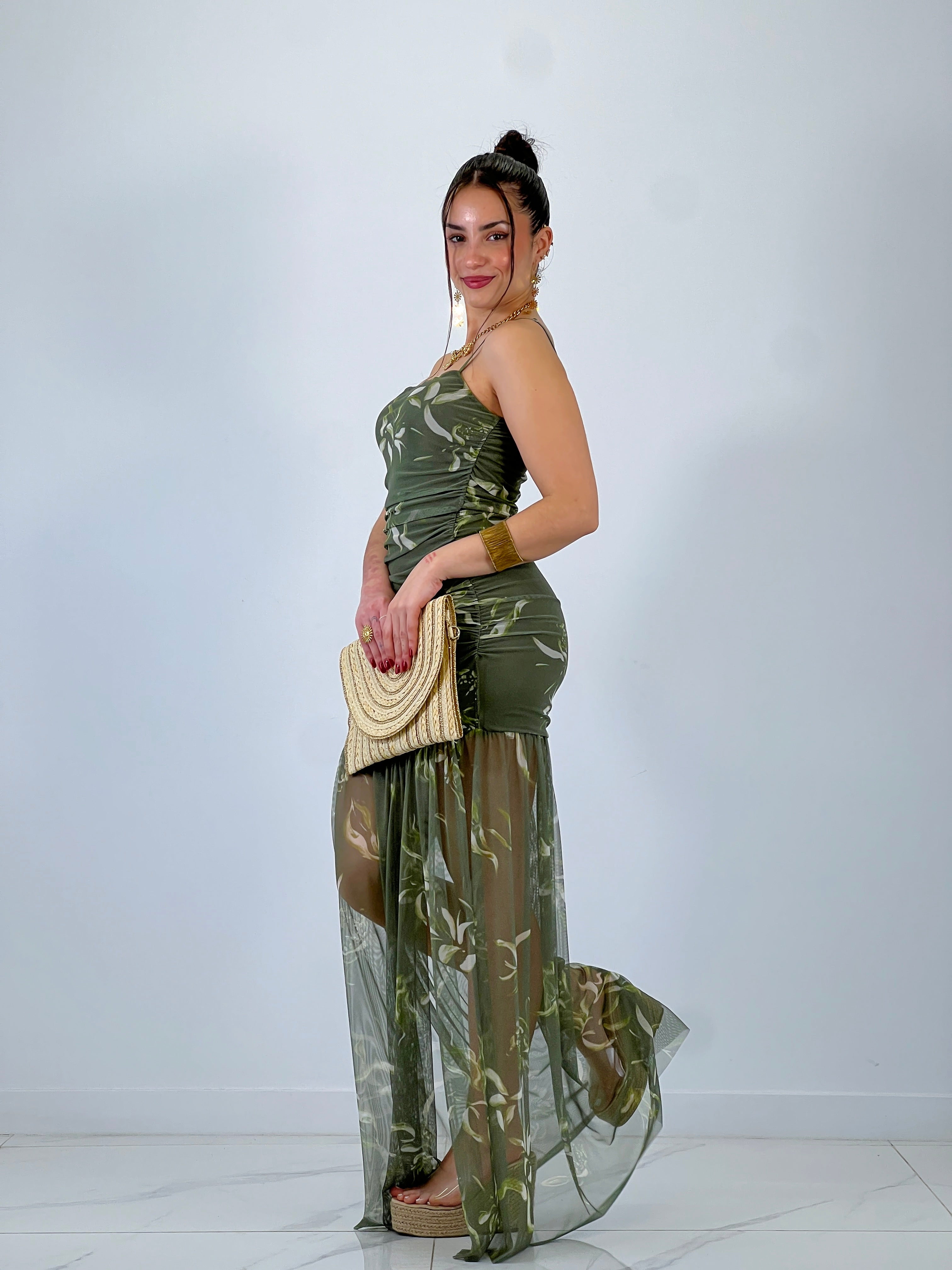 Vestido estampado tul Charlotte