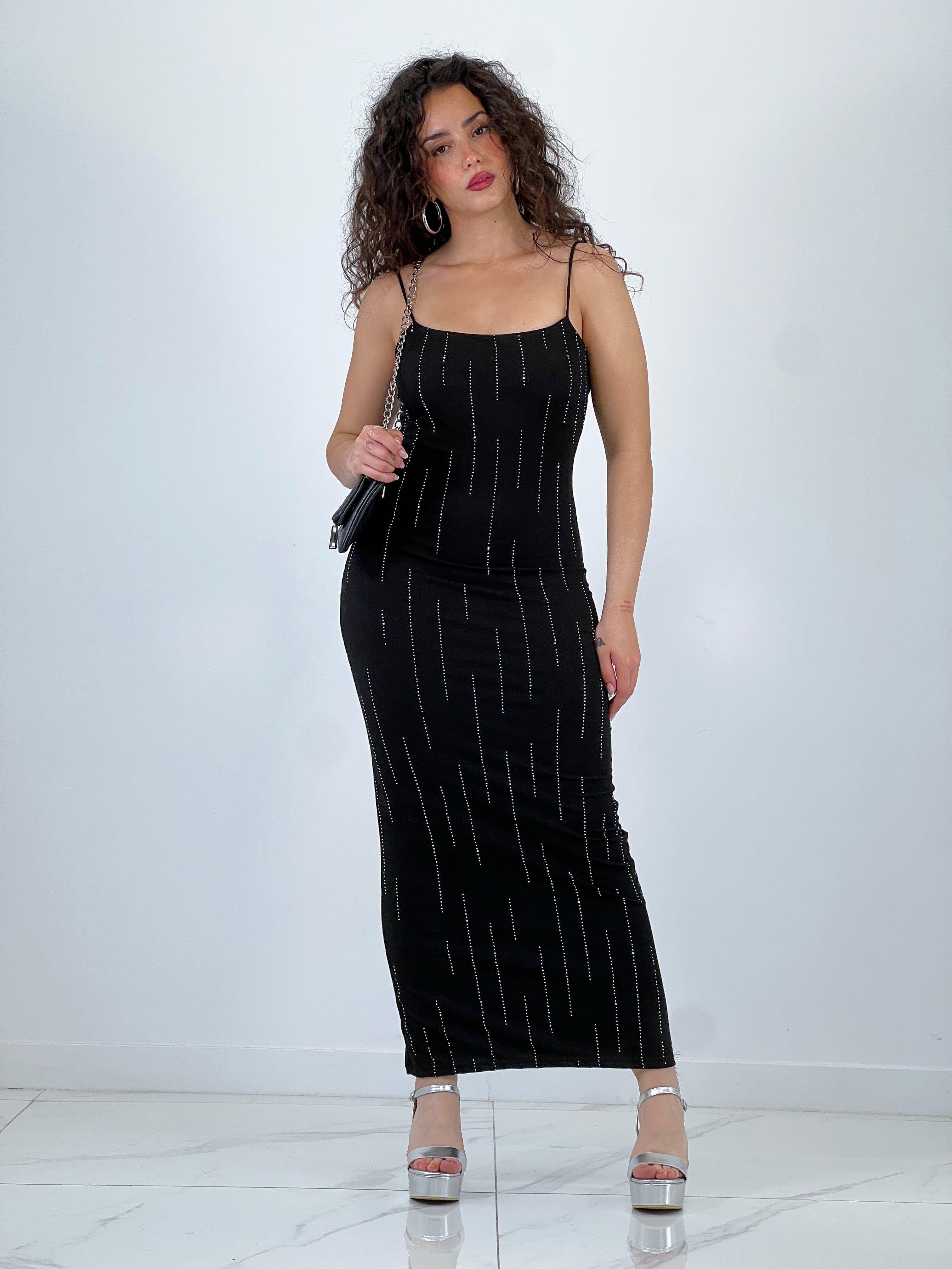 Vestido canalé brillantes