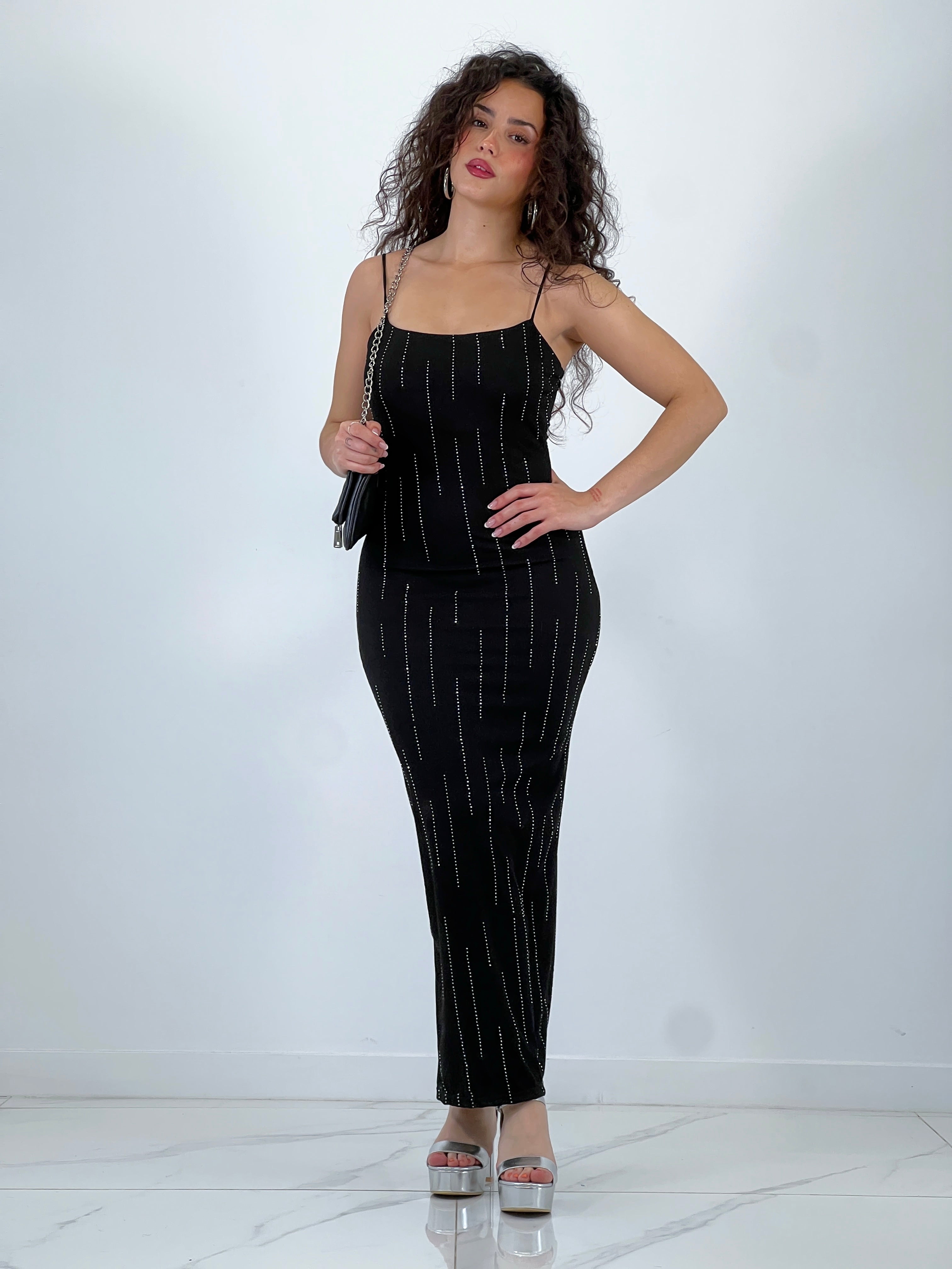 Vestido canalé brillantes