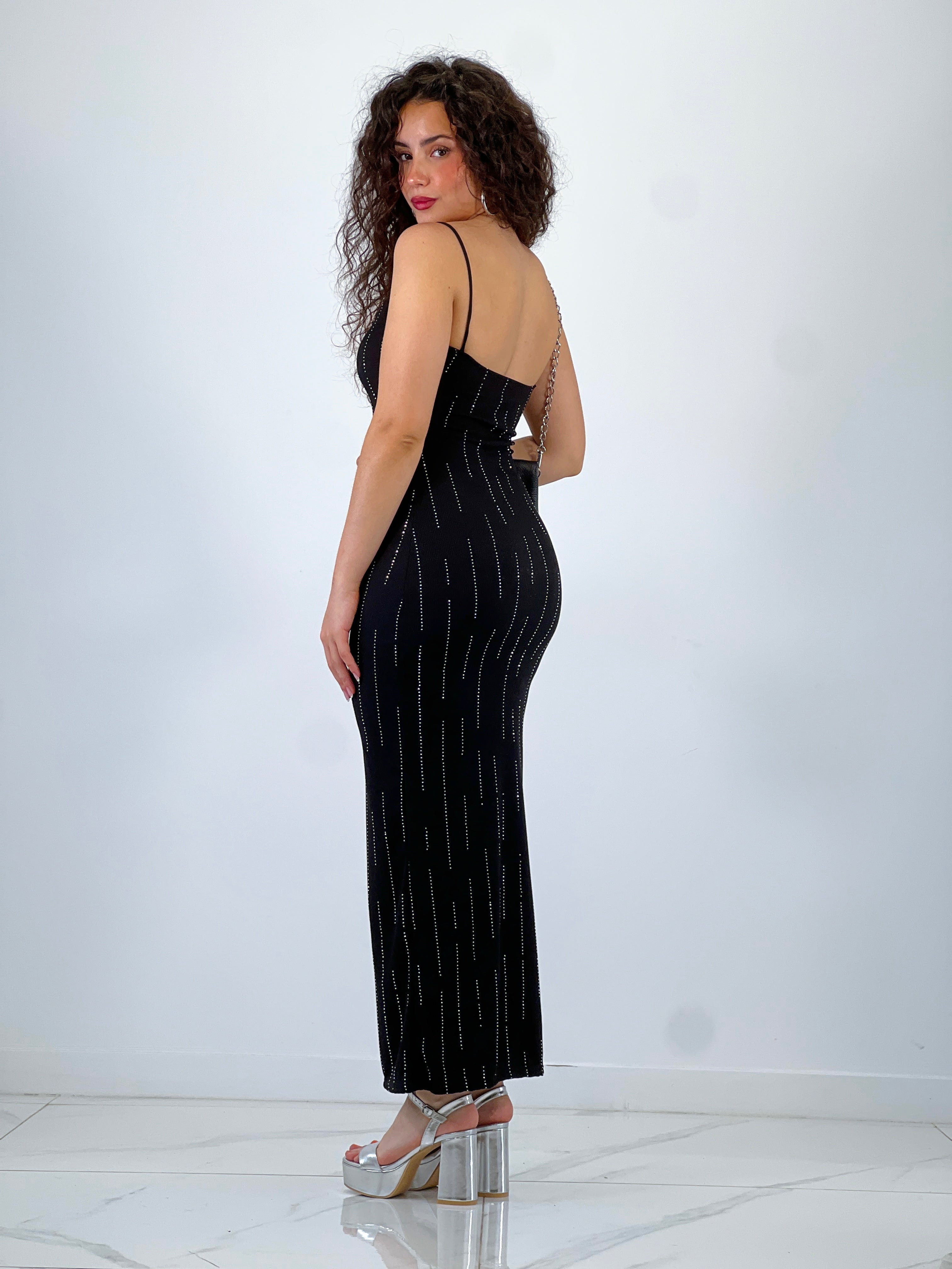 Vestido canalé brillantes