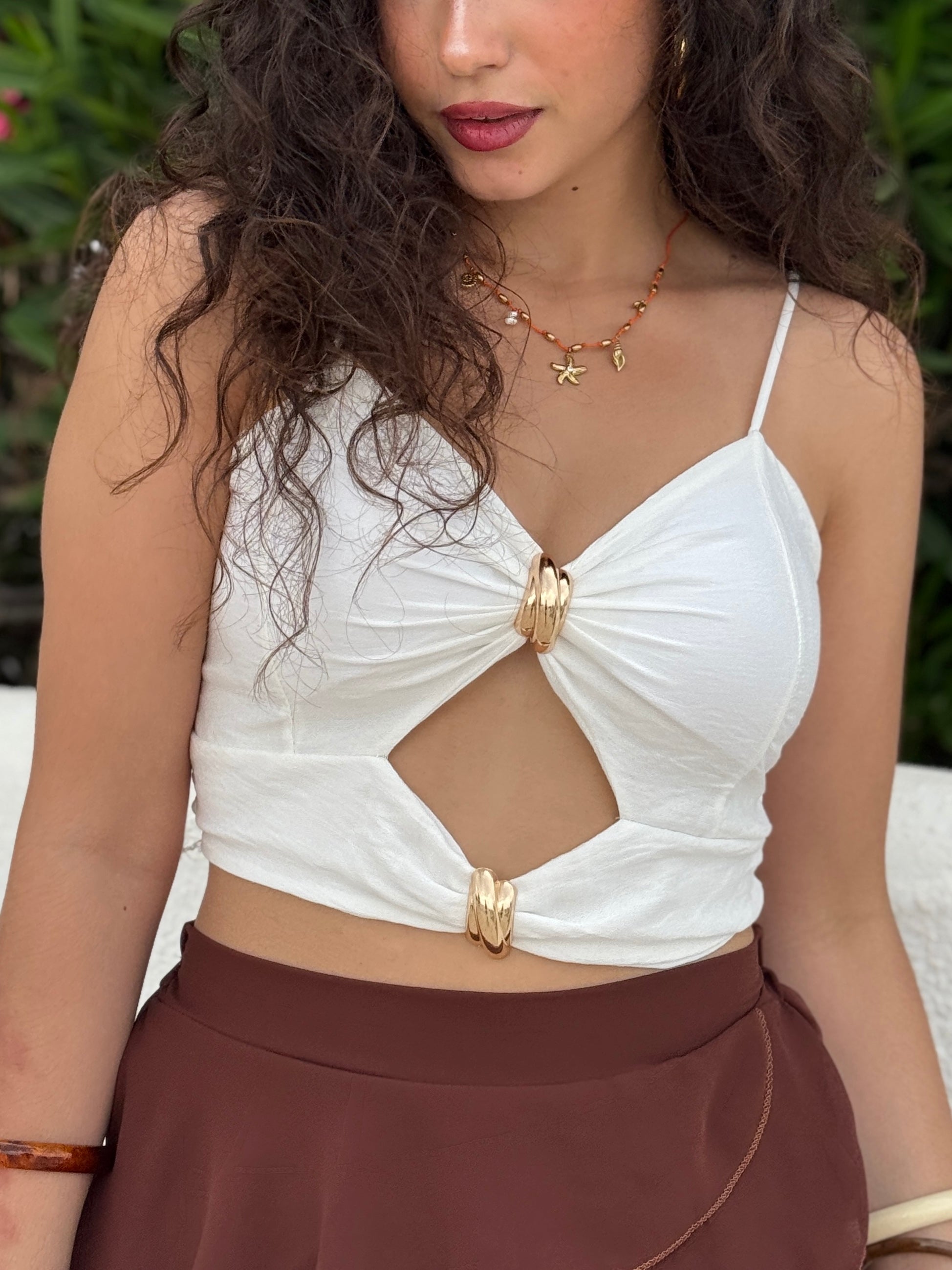 Top with cut-out beads