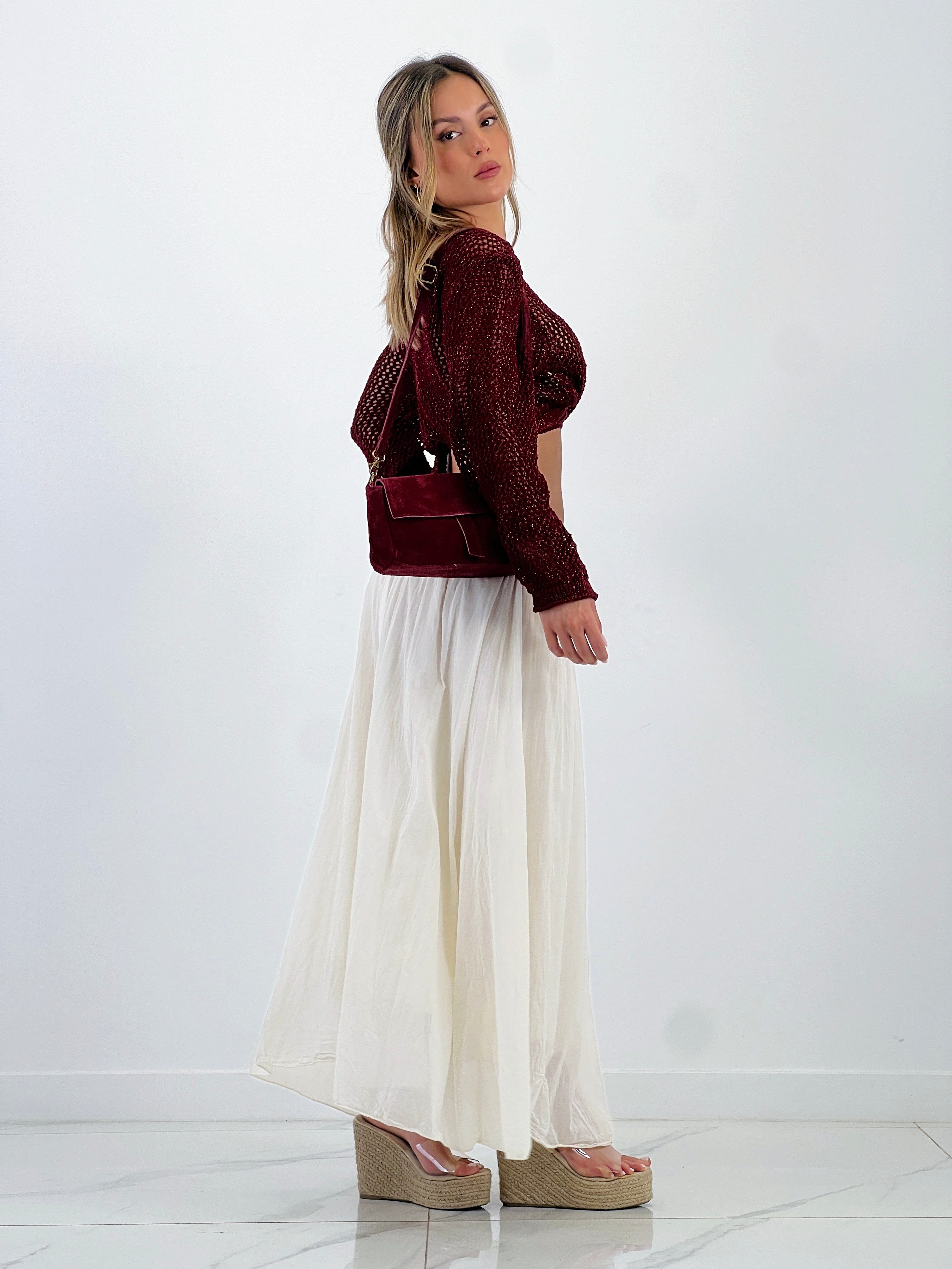 Falda larga efecto arrugado