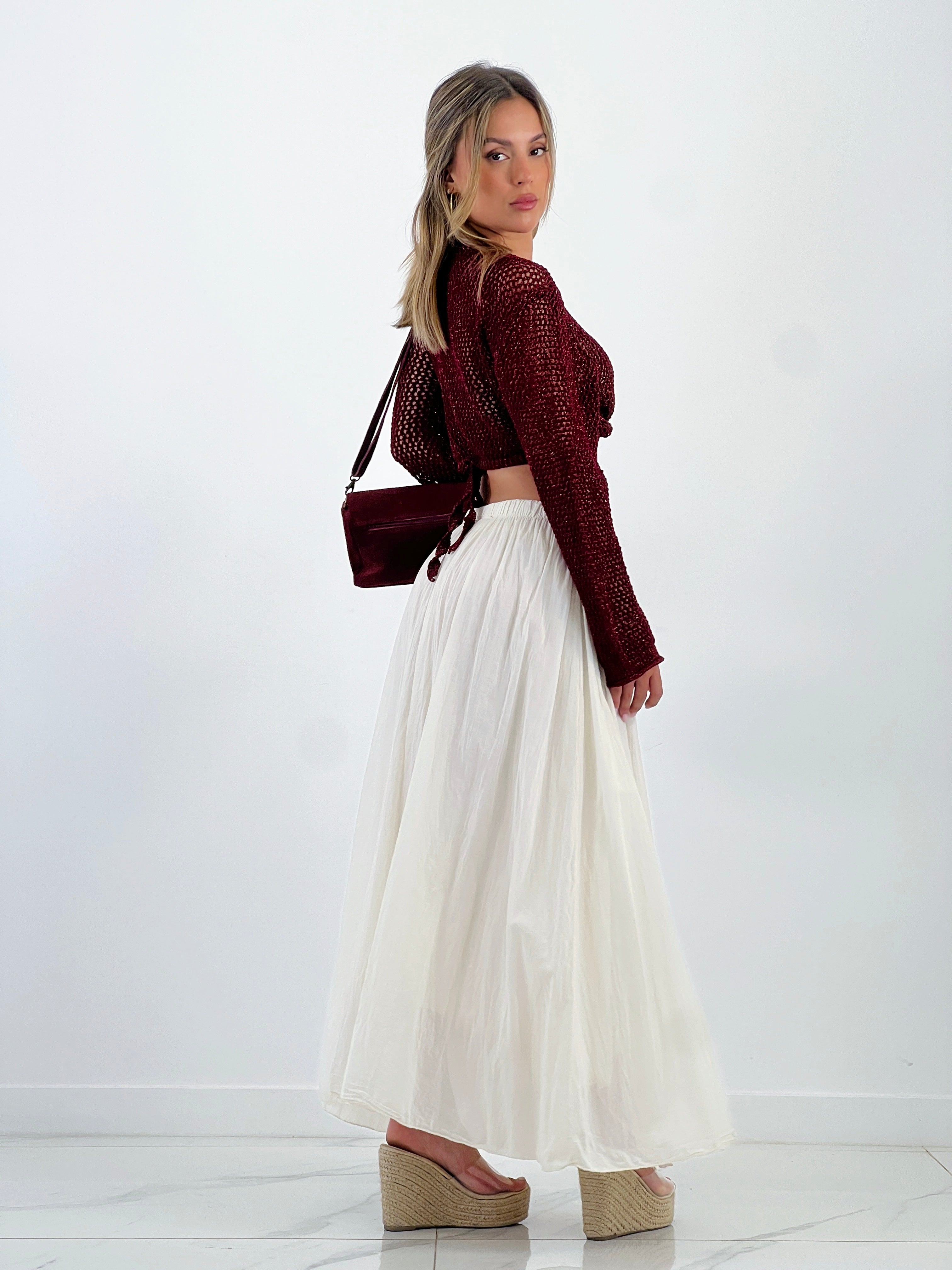 Falda larga efecto arrugado