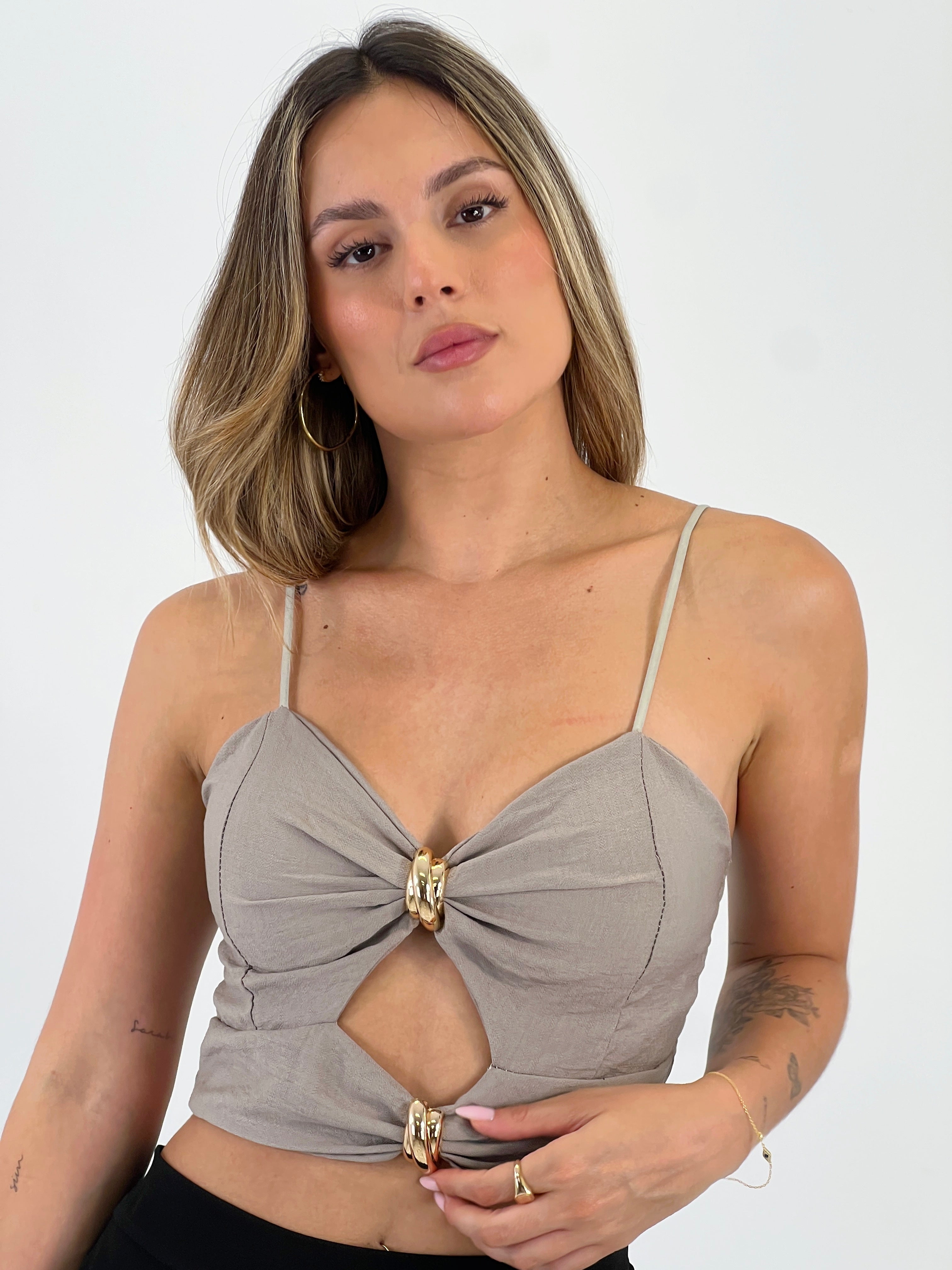 Top with cut-out beads