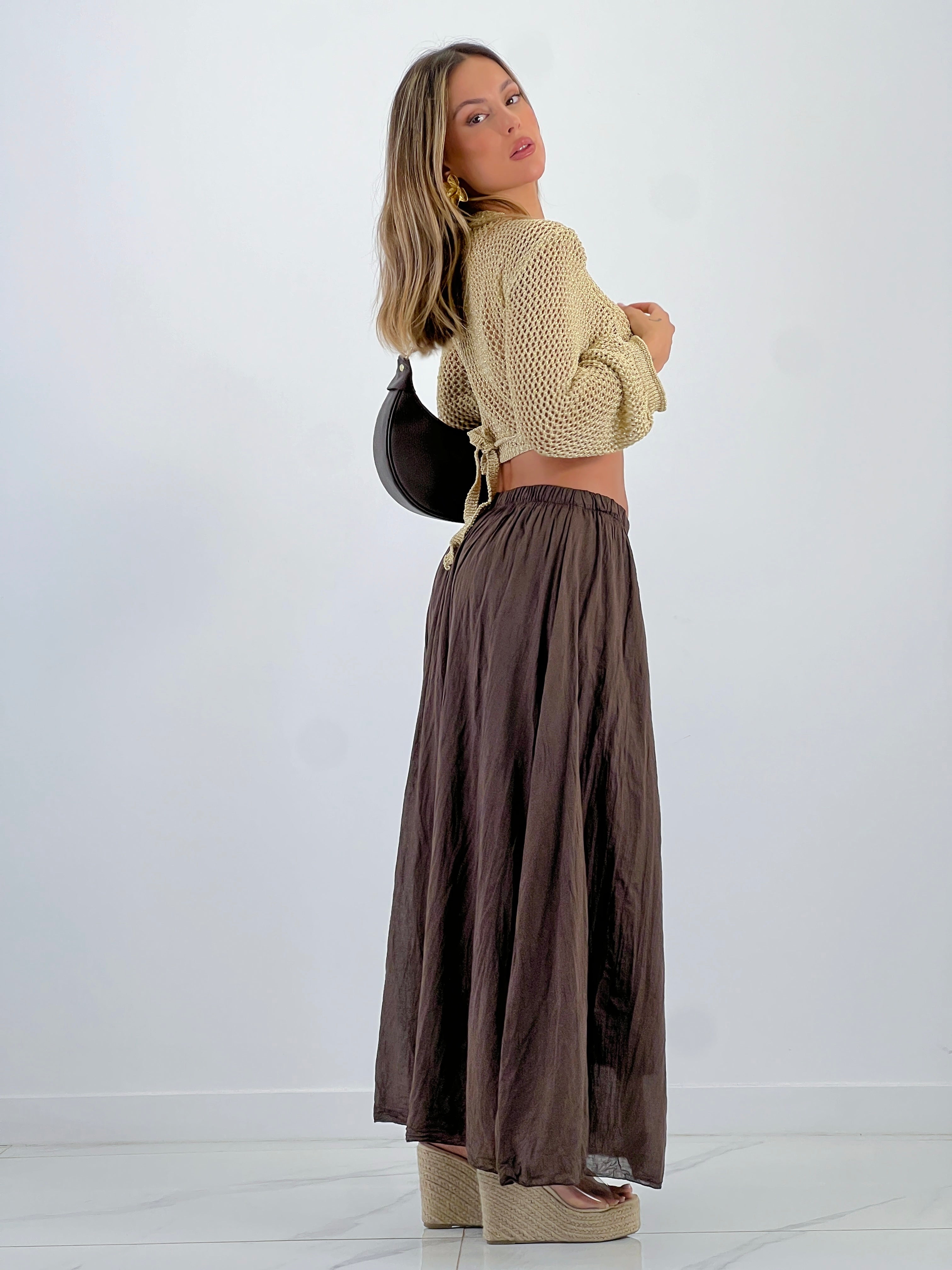 Falda larga efecto arrugado