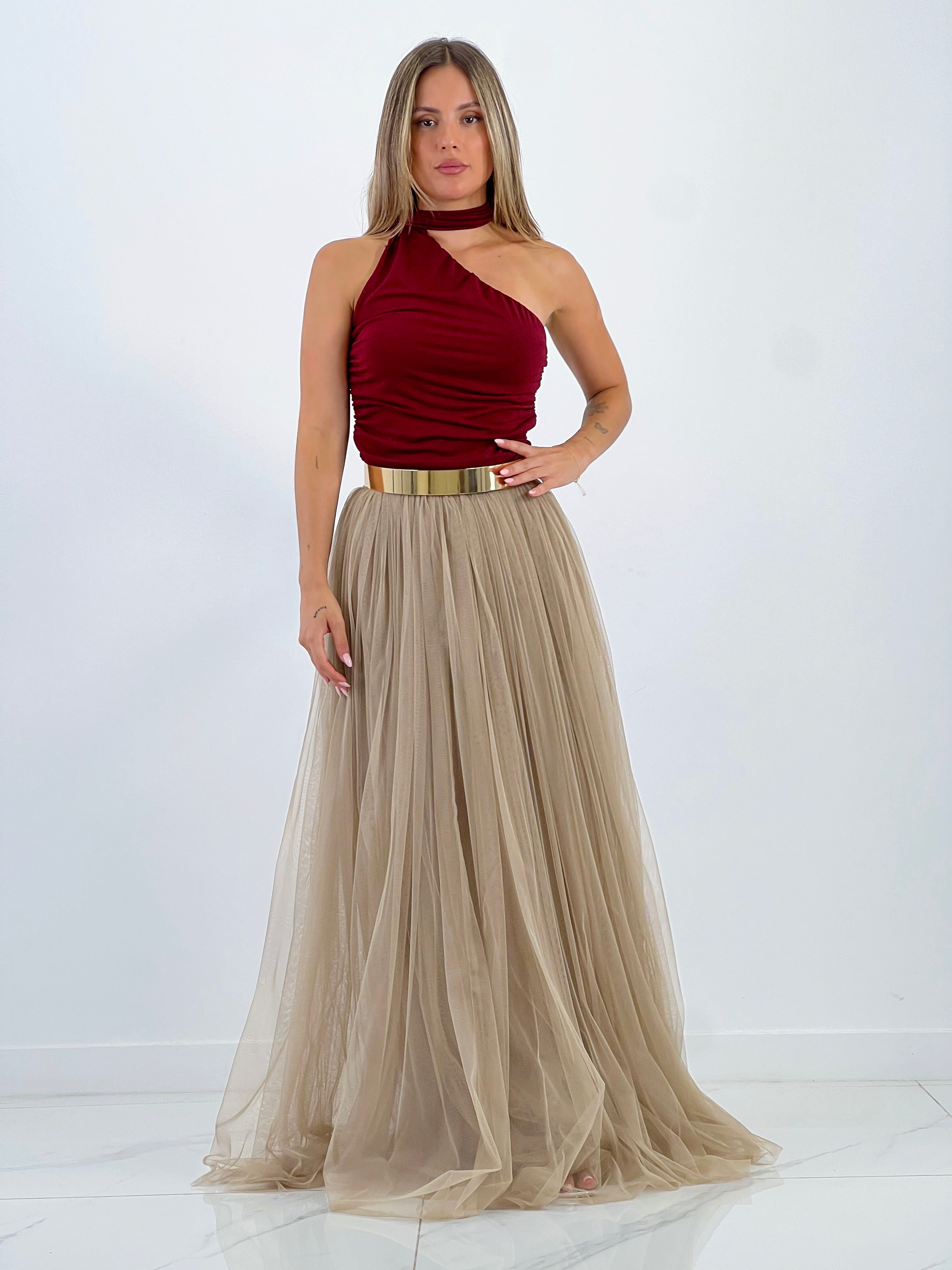 Asymmetrical scarf top