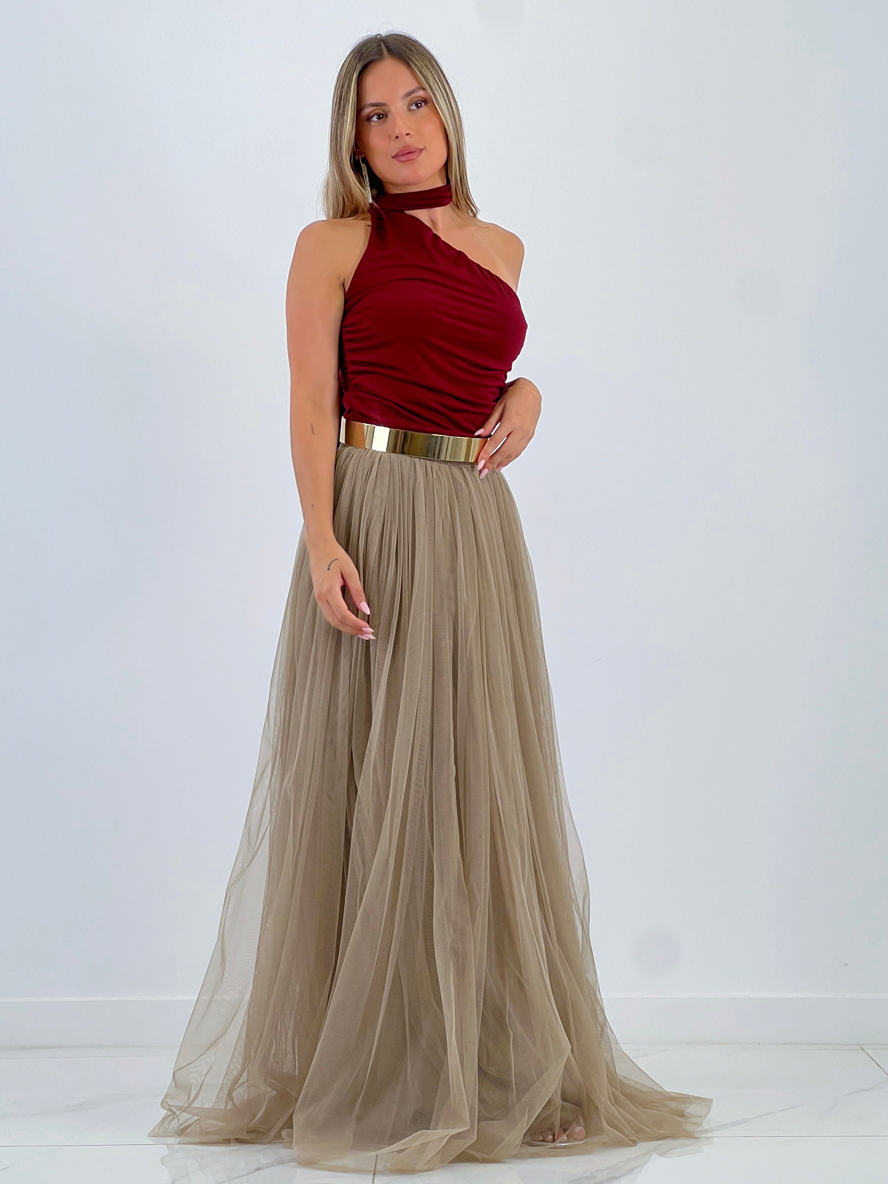 Asymmetrical scarf top