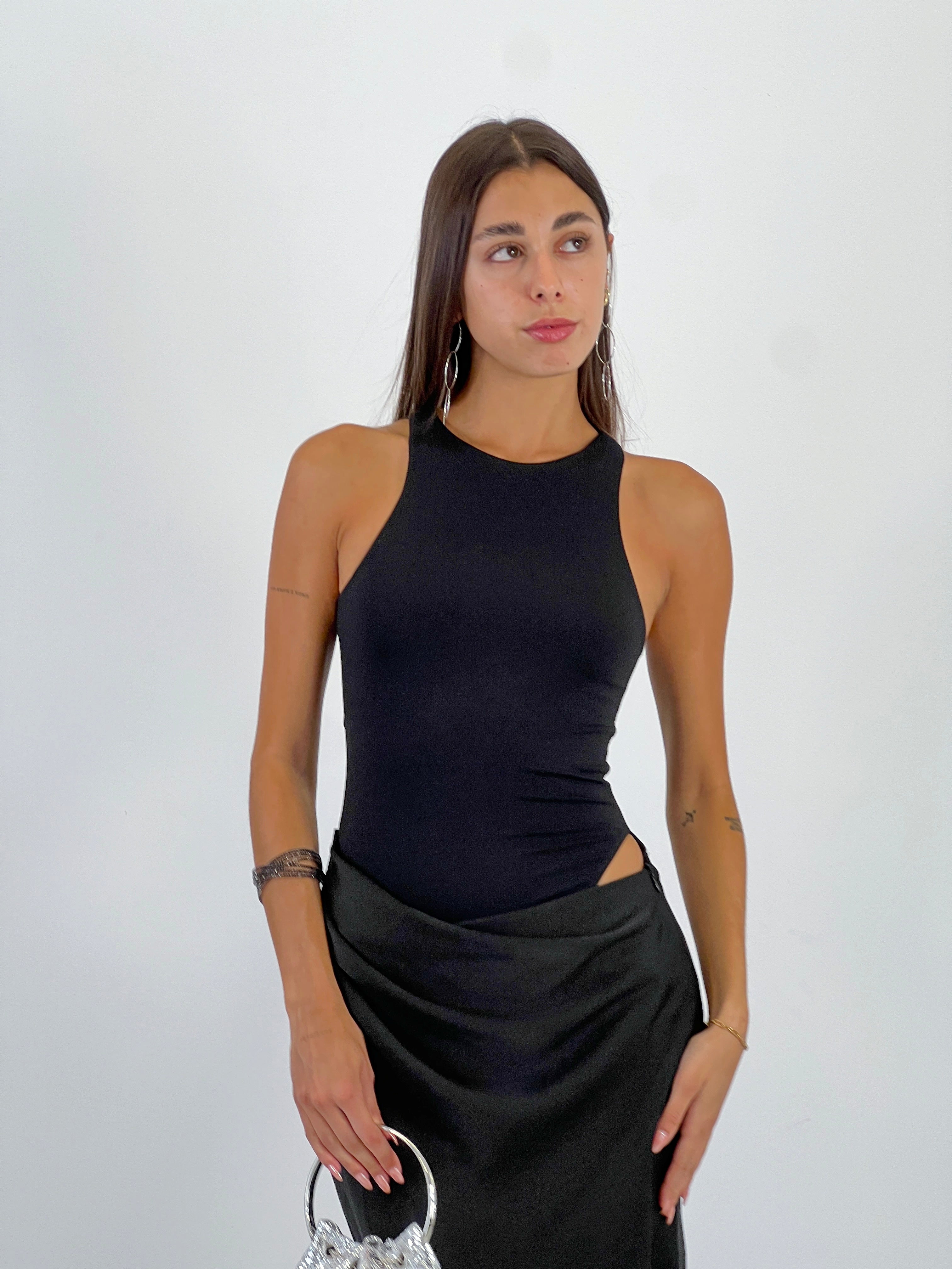 Vestido combinado raso Ania