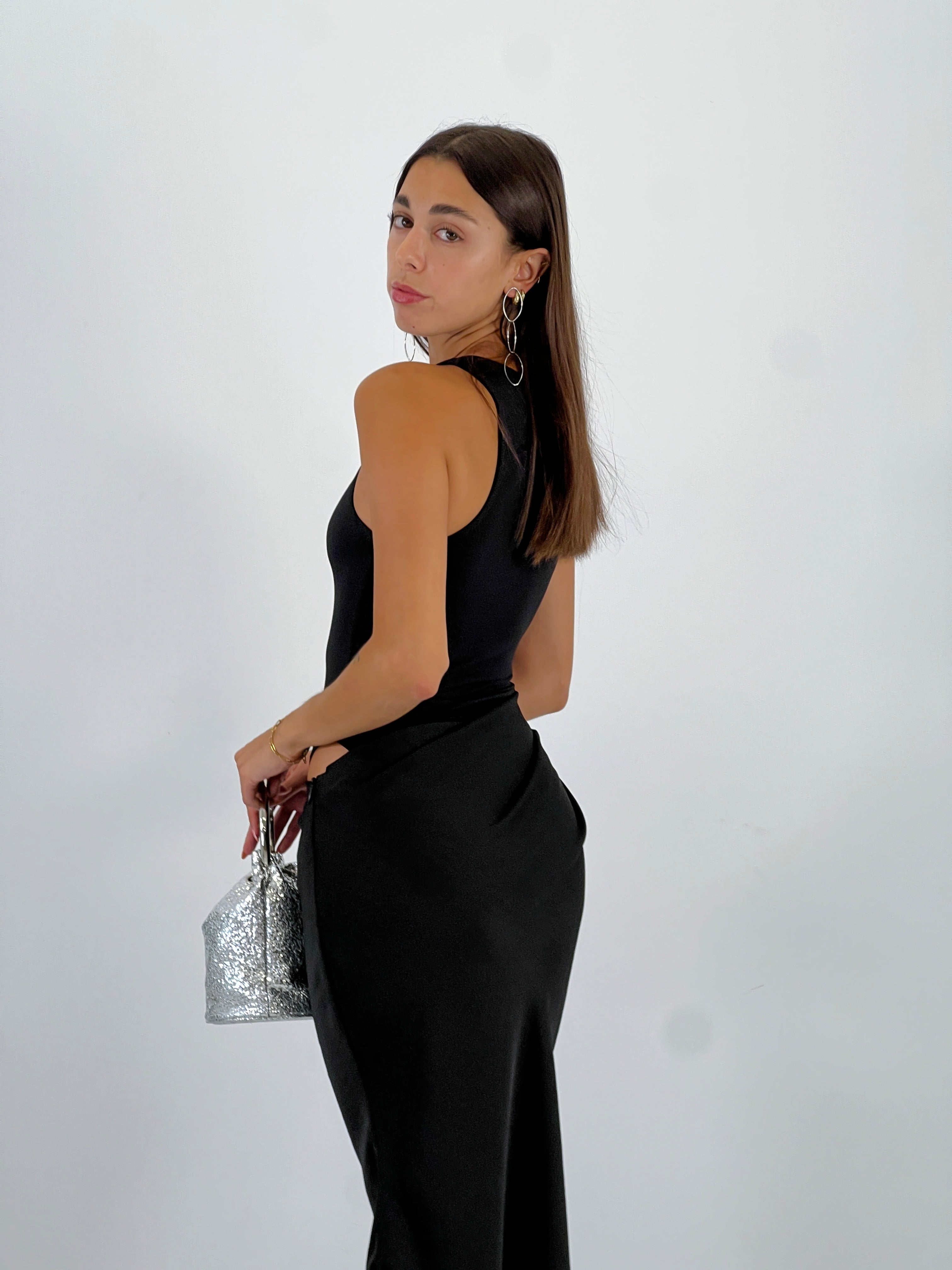 Vestido combinado raso Ania