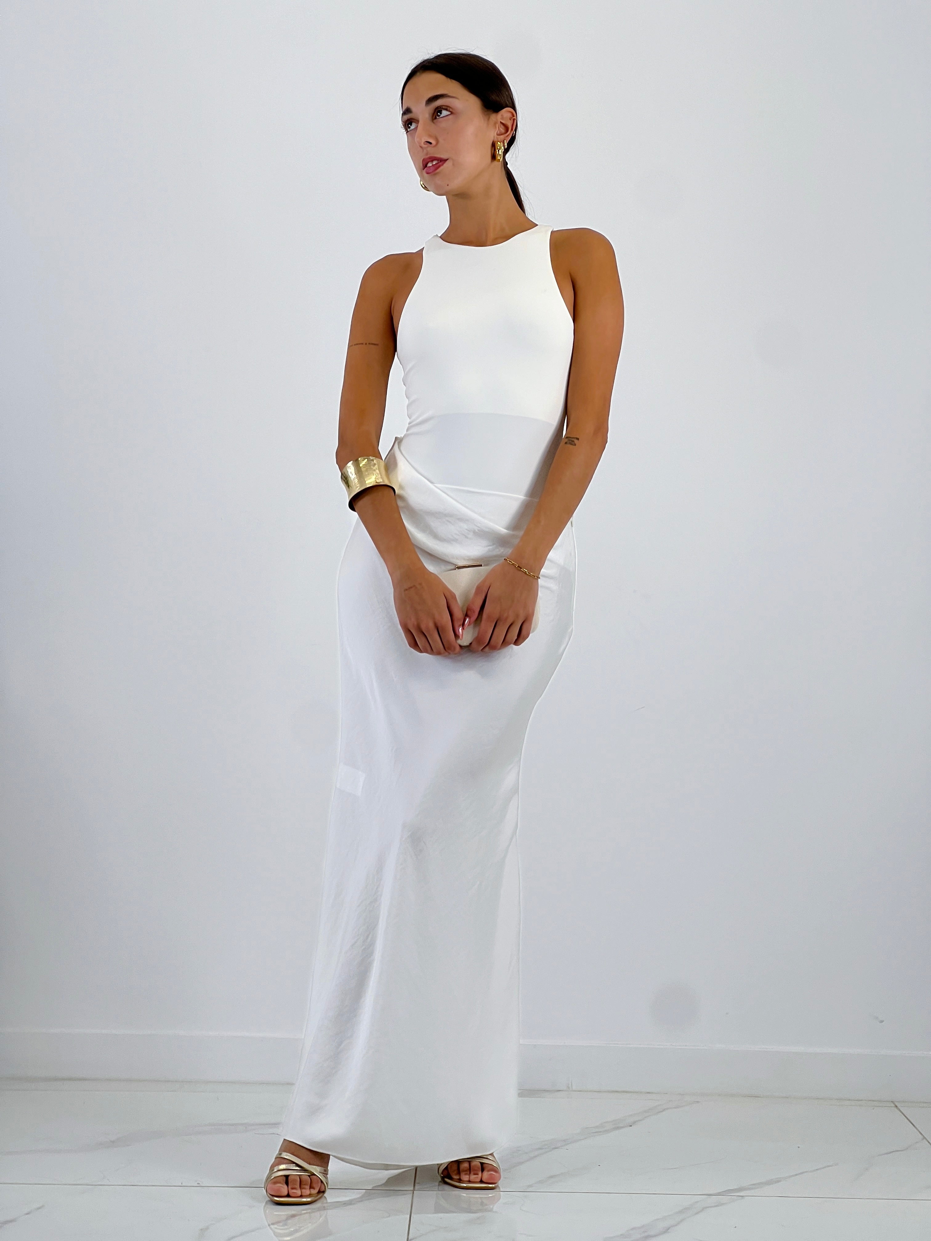 Vestido combinado raso Ania