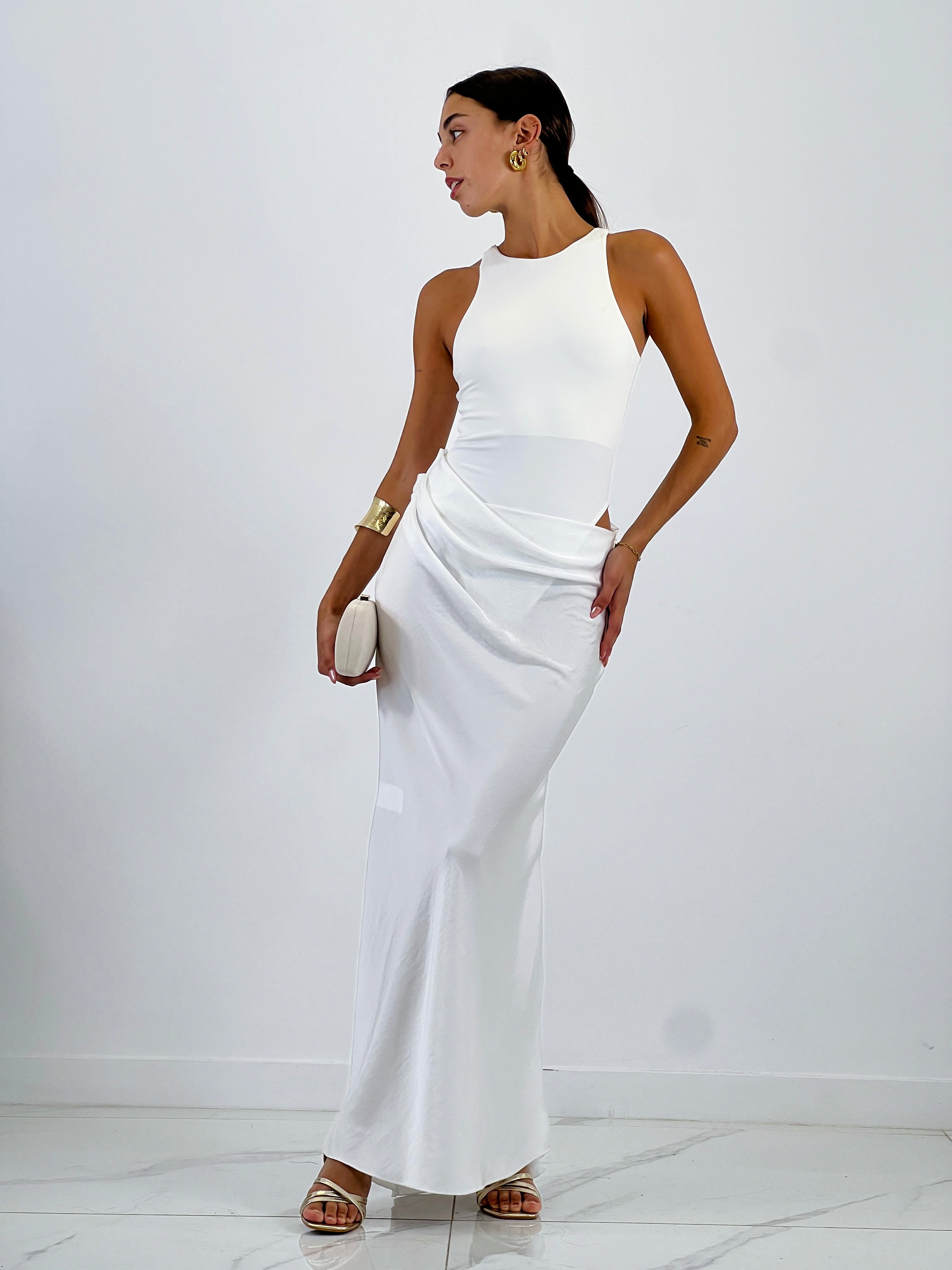 Vestido combinado raso Ania