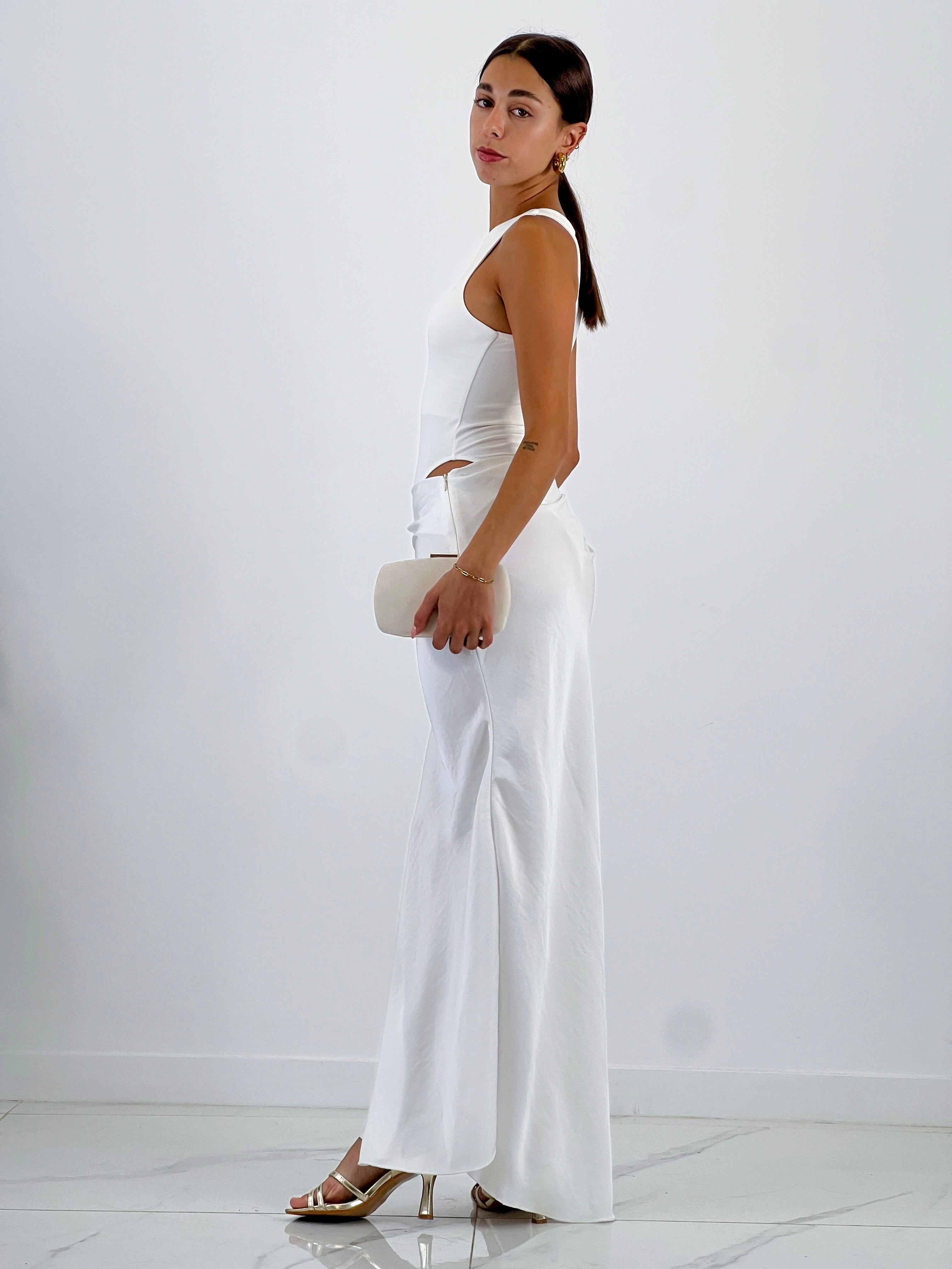 Vestido combinado raso Ania