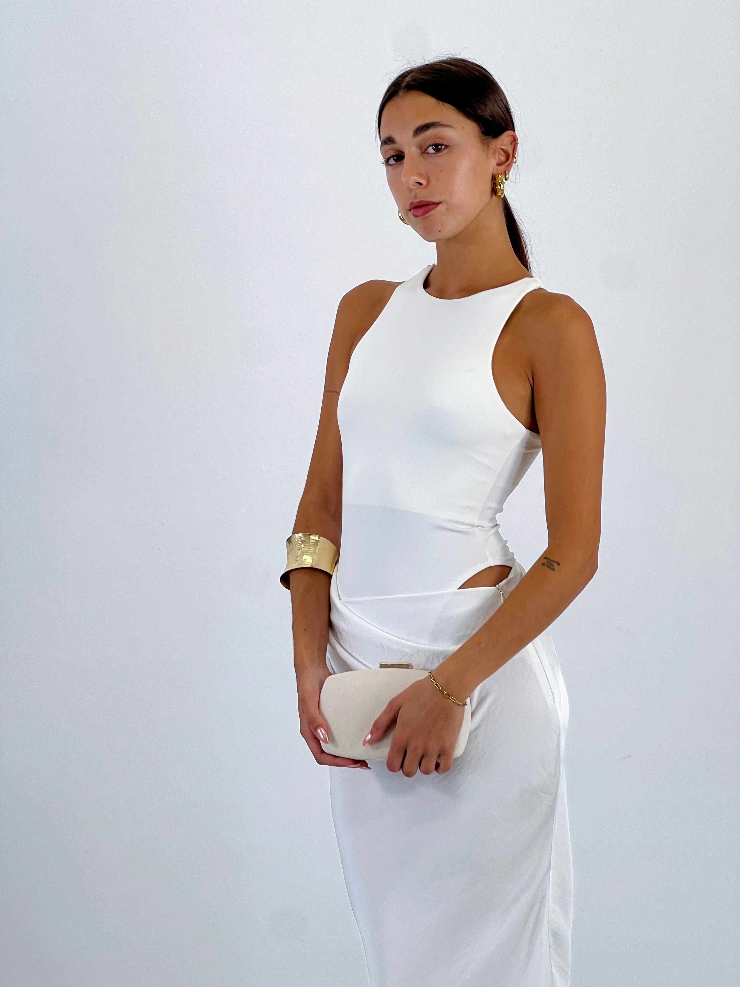 Vestido combinado raso Ania