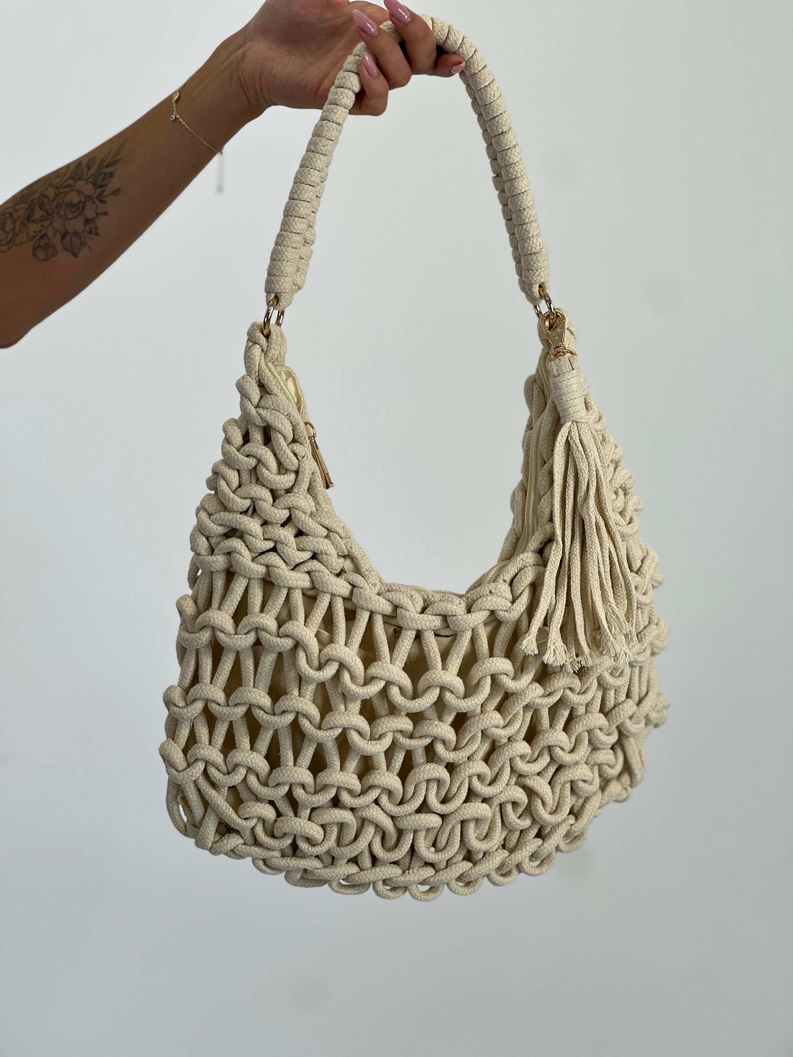 Bolso nudos macramé