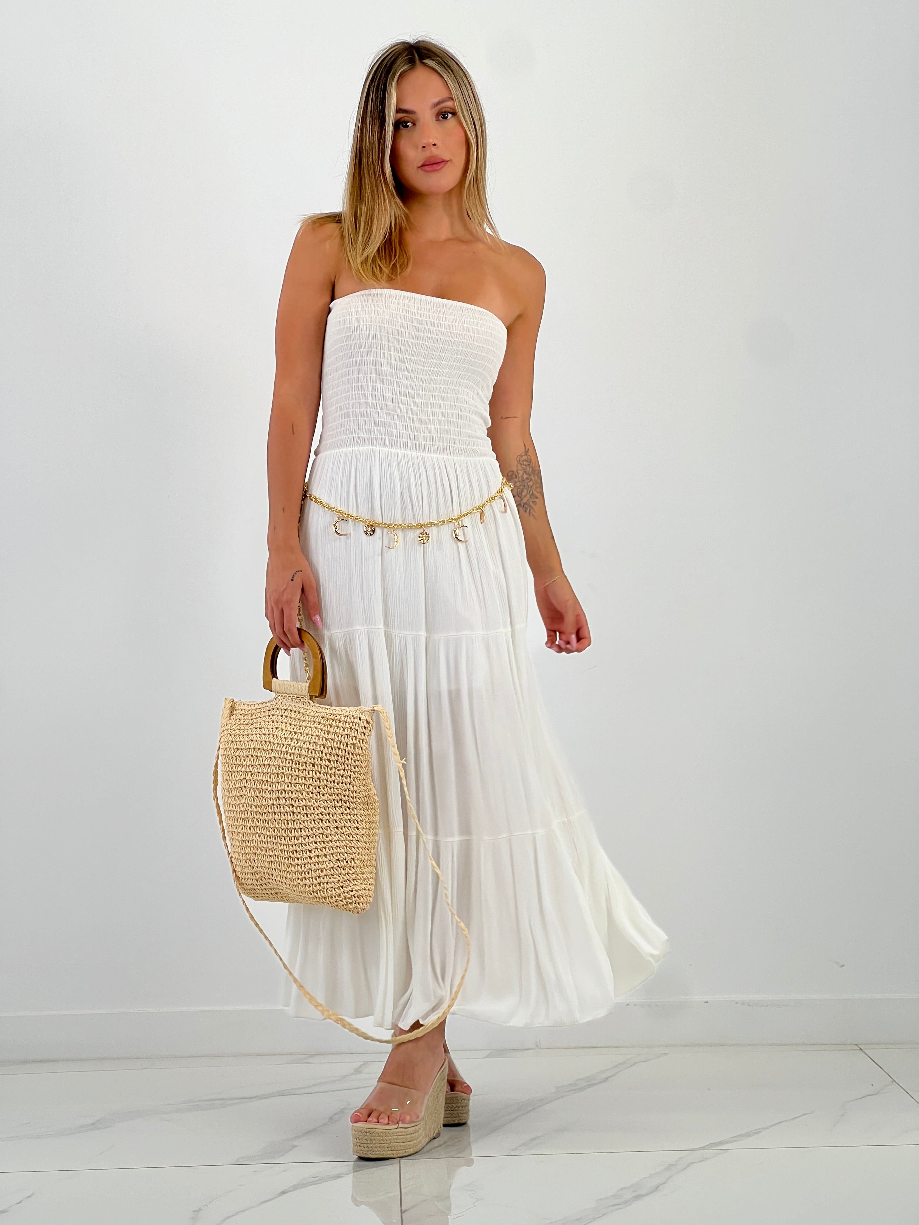 Vestido goma palabra de honor