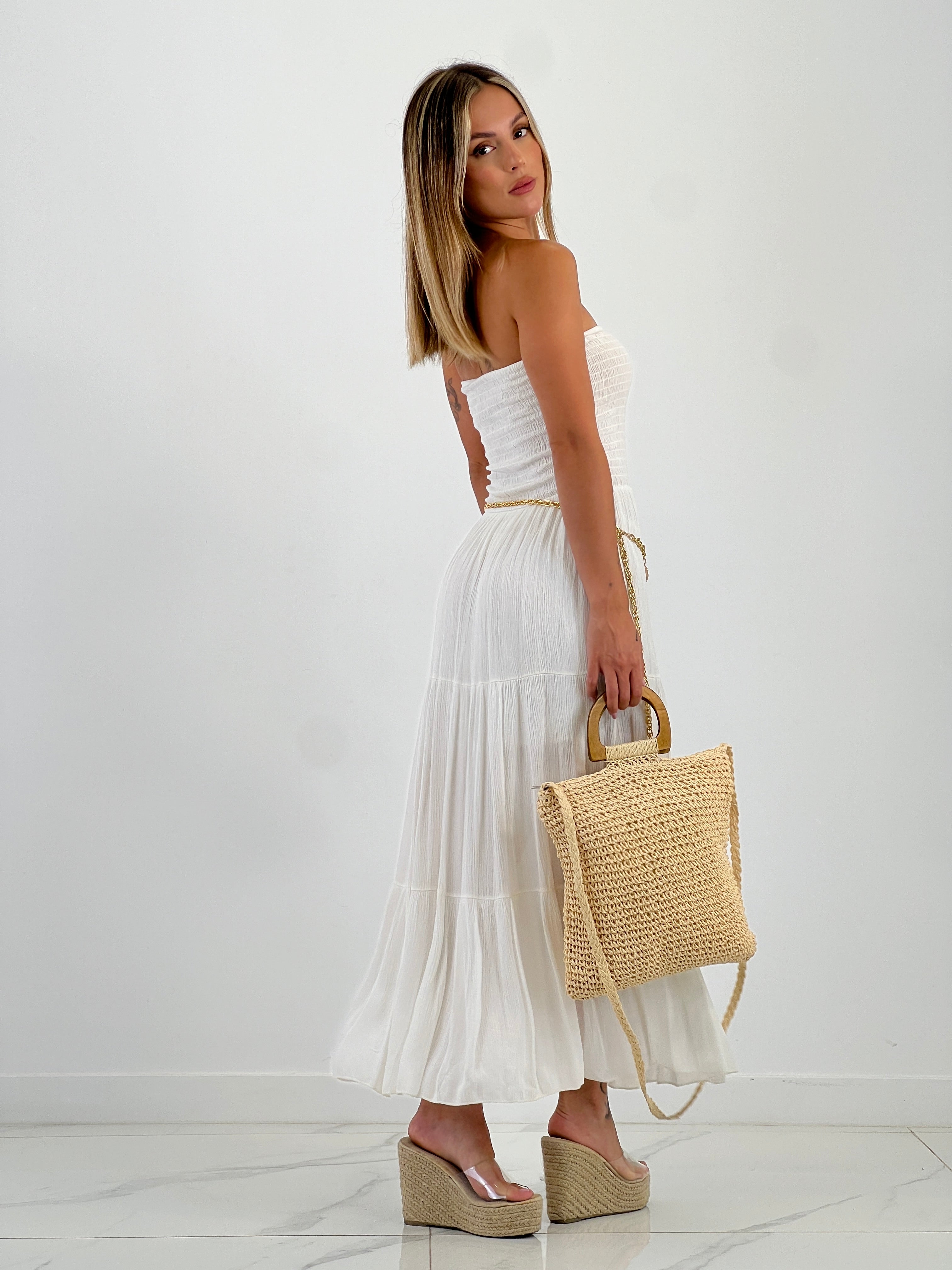 Vestido goma palabra de honor