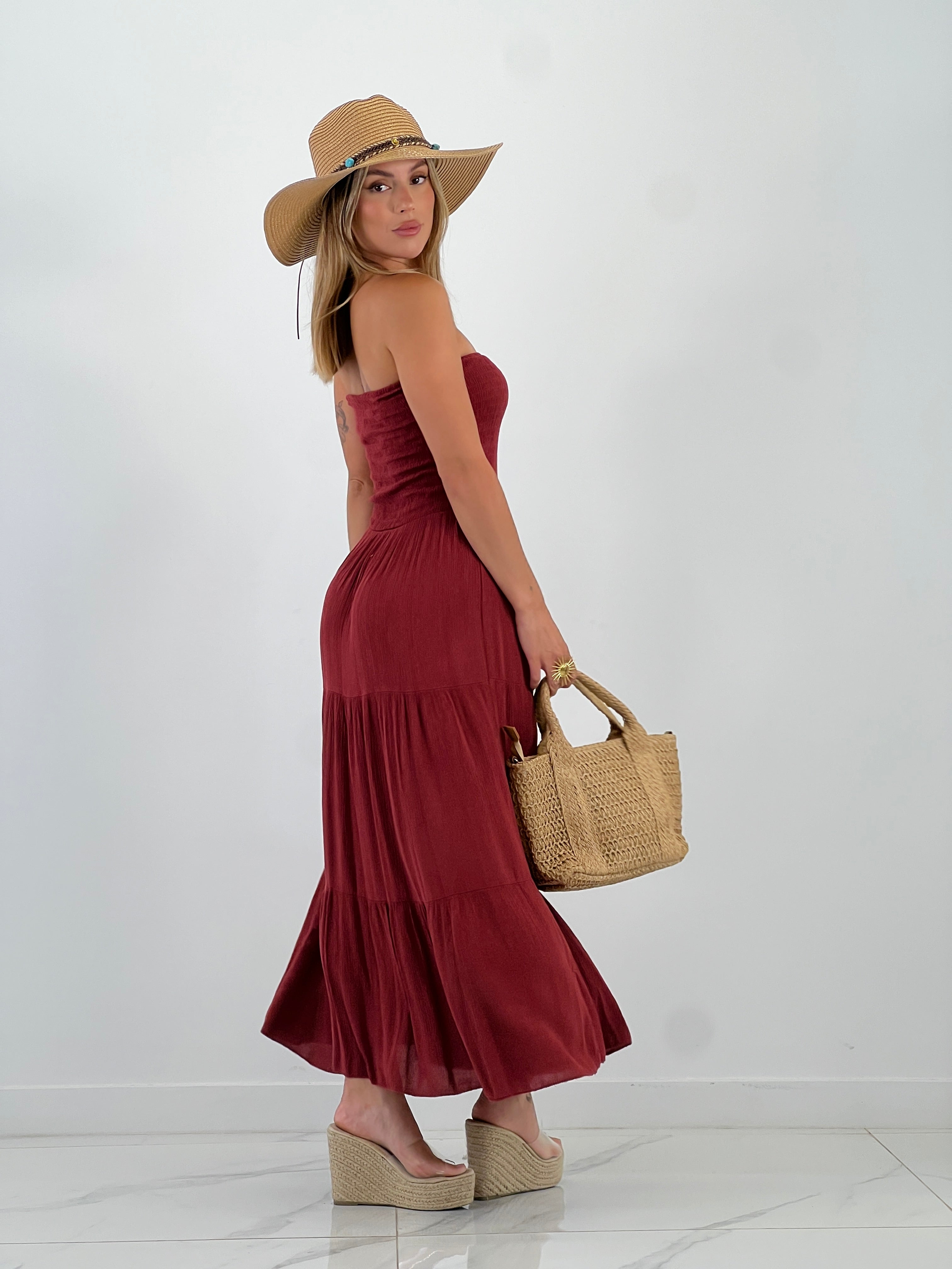 Vestido goma palabra de honor