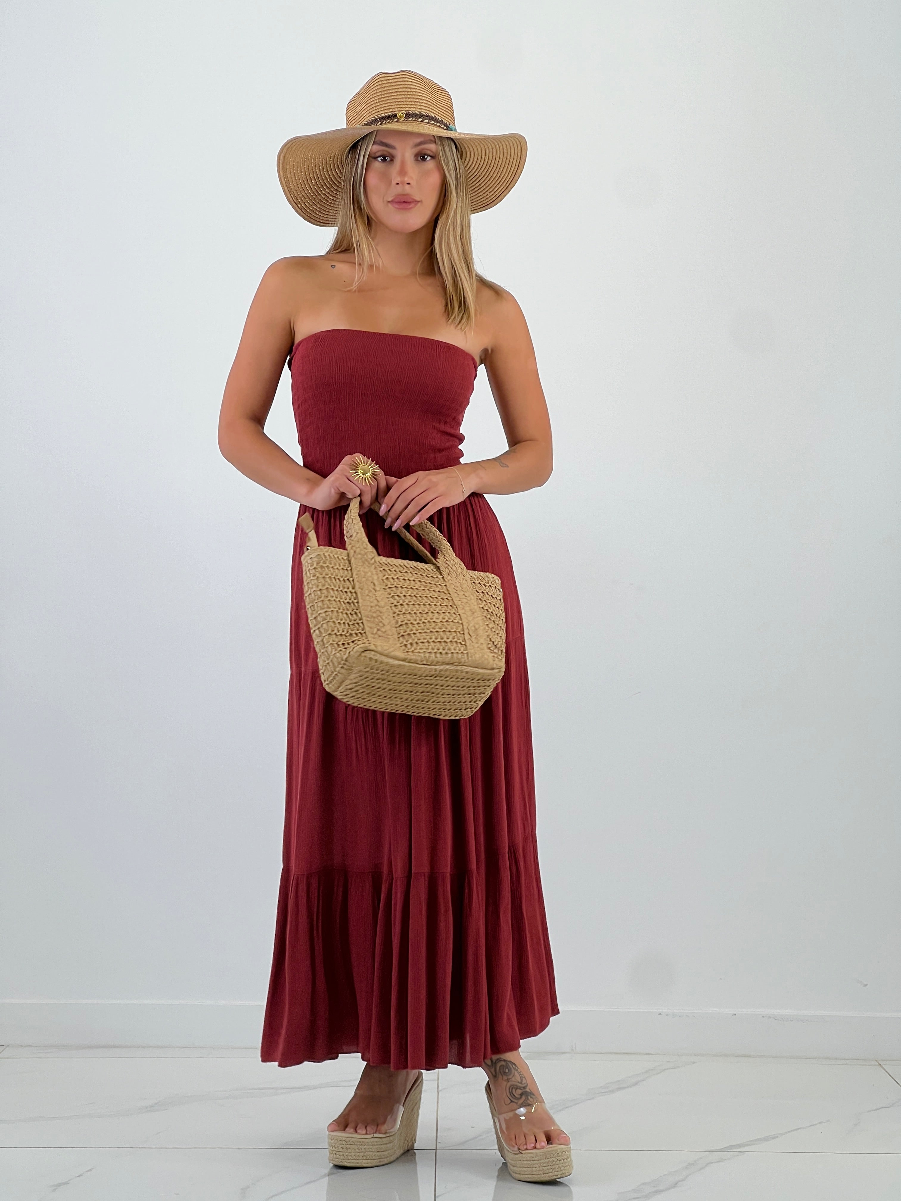 Vestido goma palabra de honor