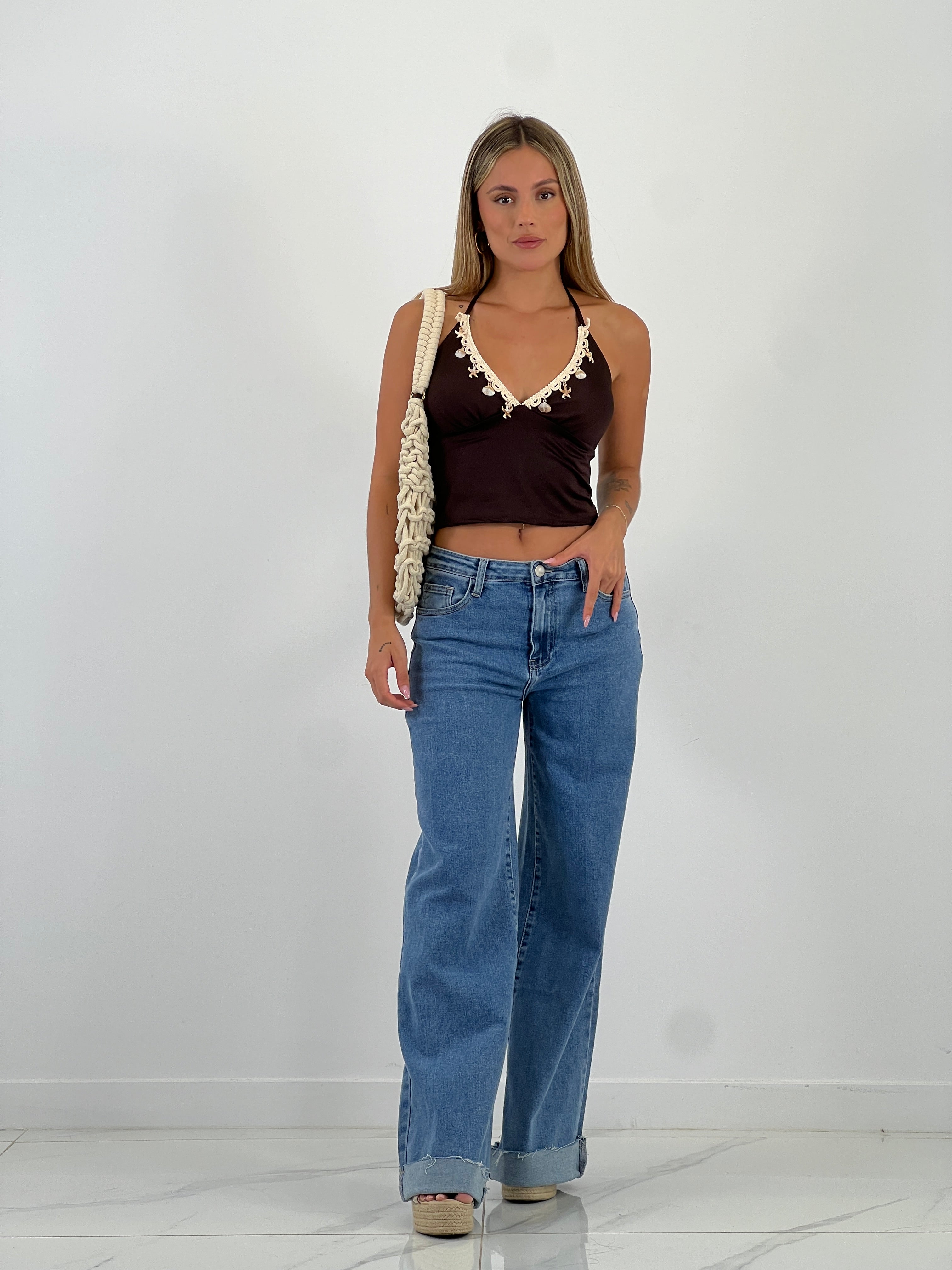 Top with lace-up shells