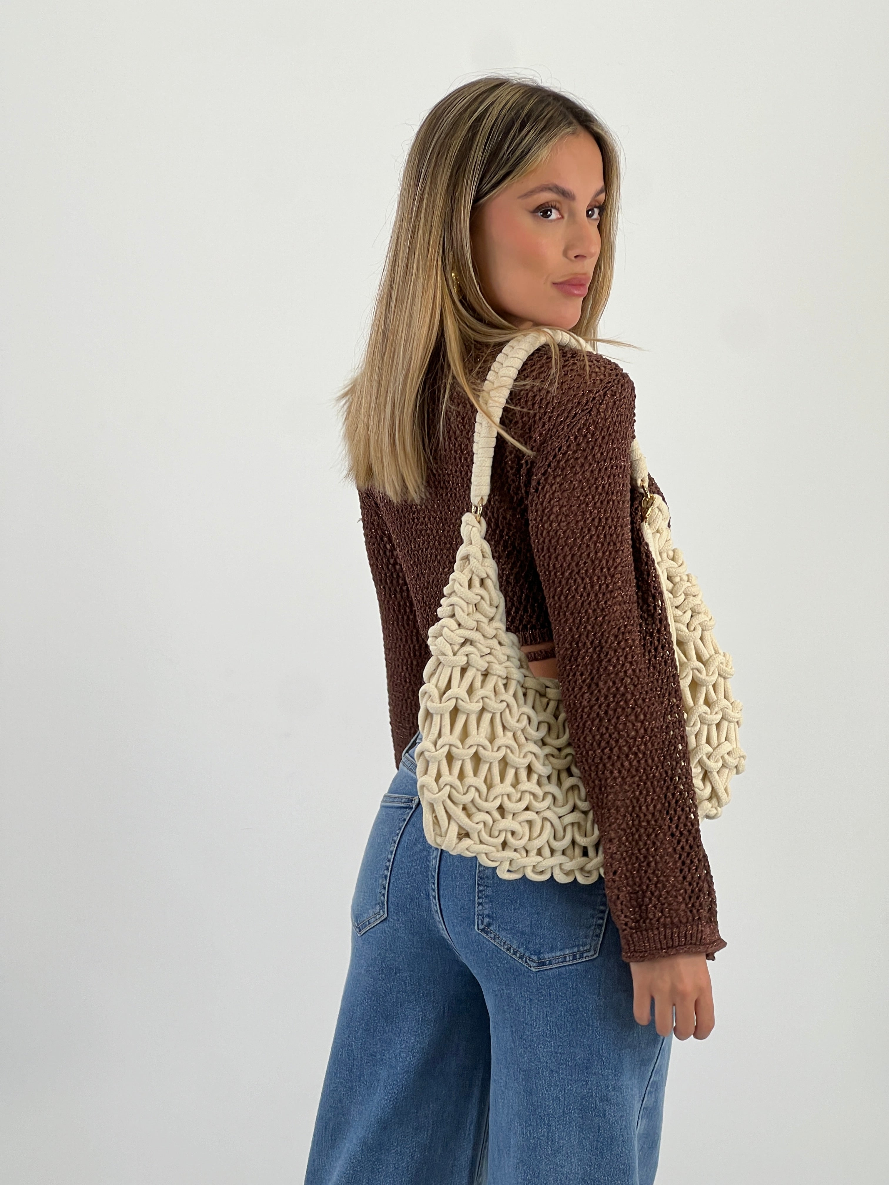 Bolso nudos macramé