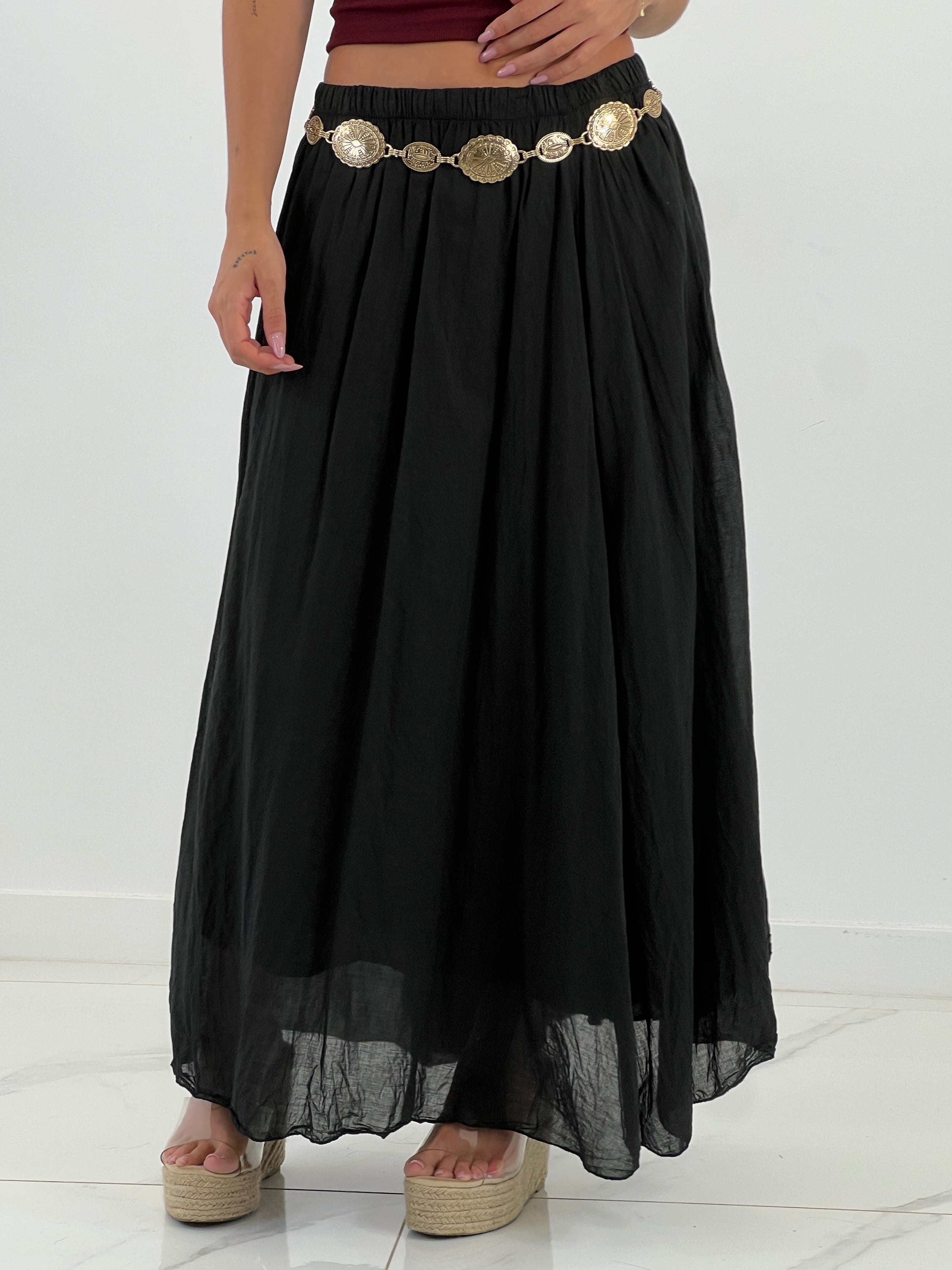 Falda larga efecto arrugado