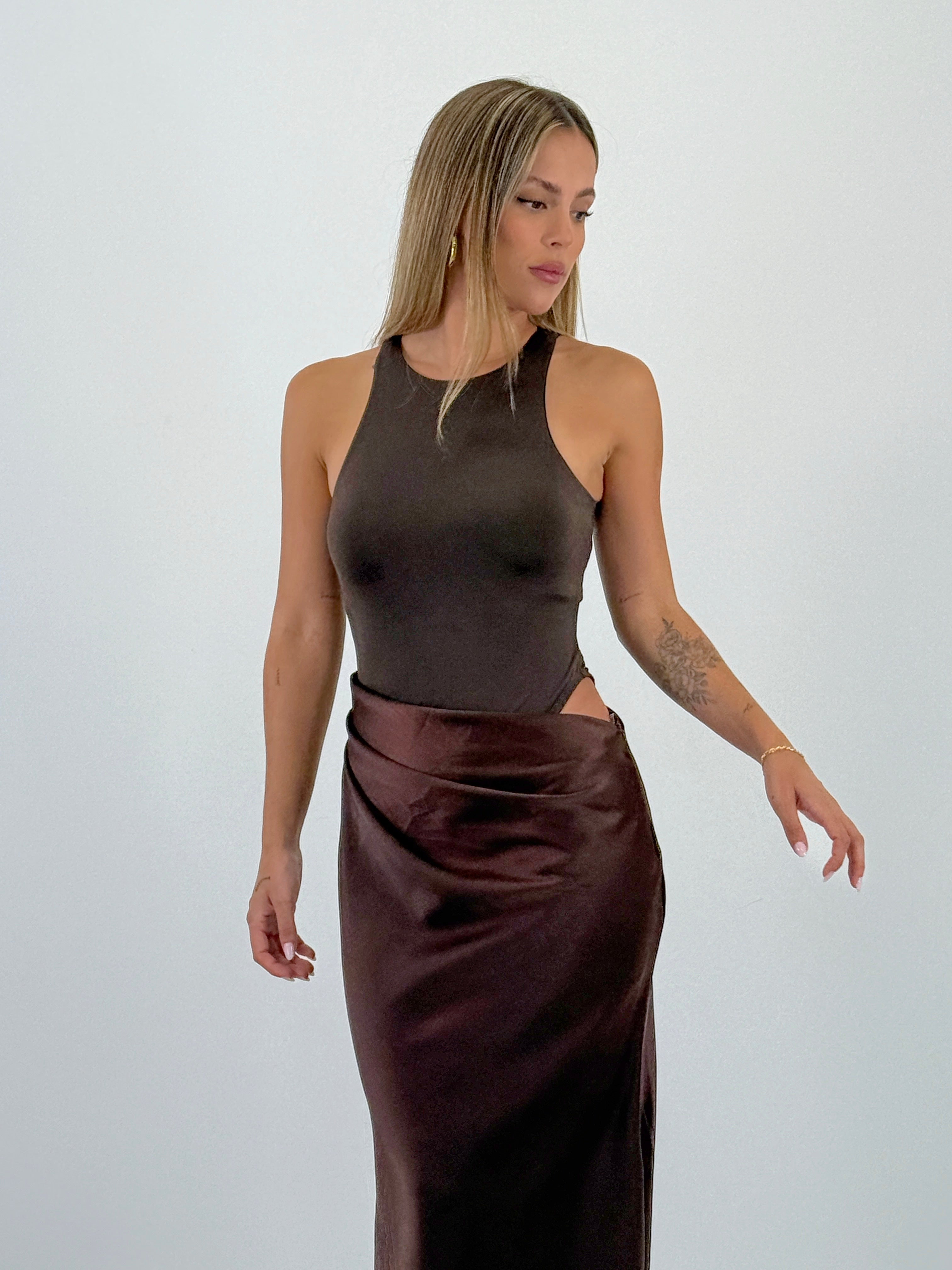Vestido combinado raso Ania