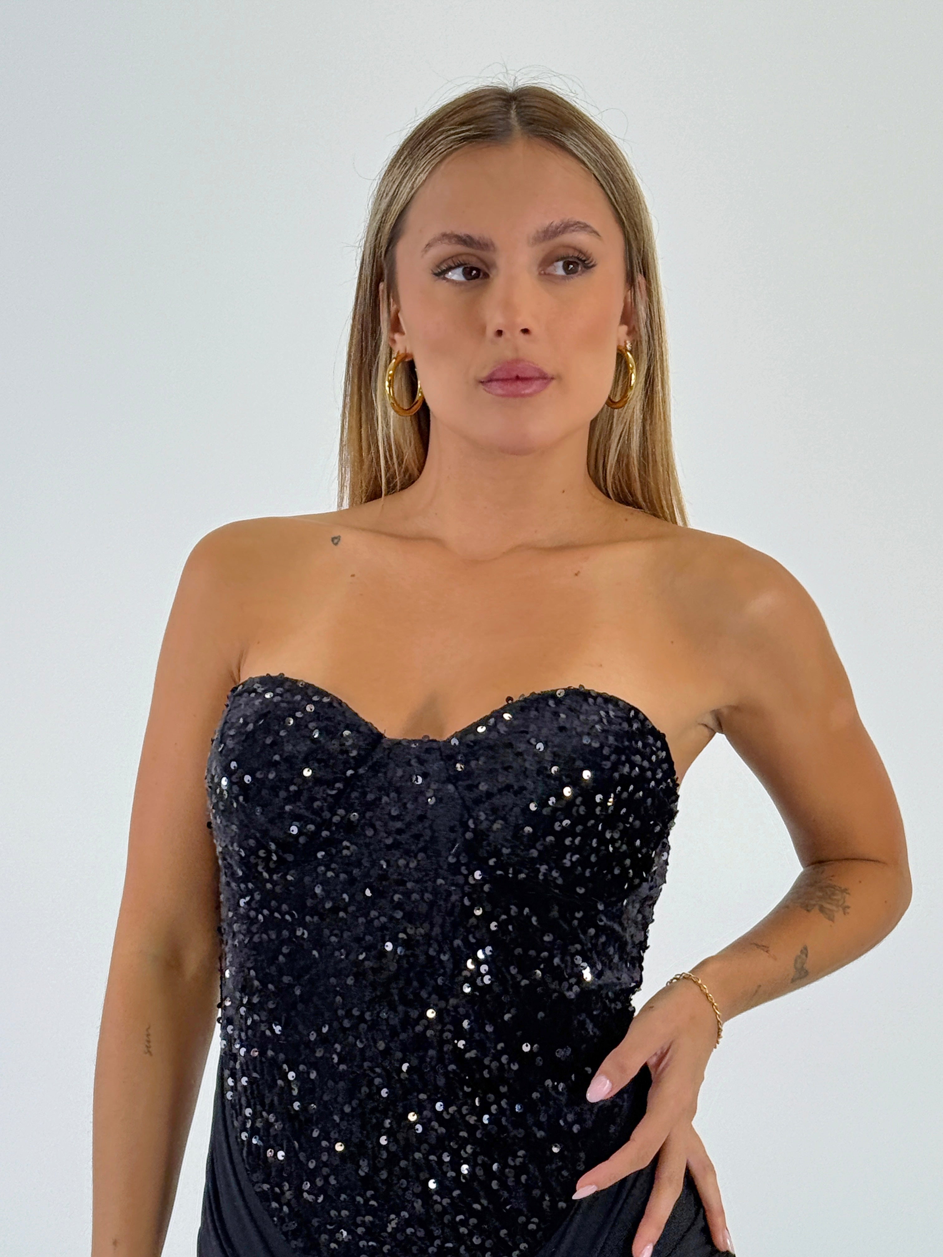 Vestido combinado terciopelo