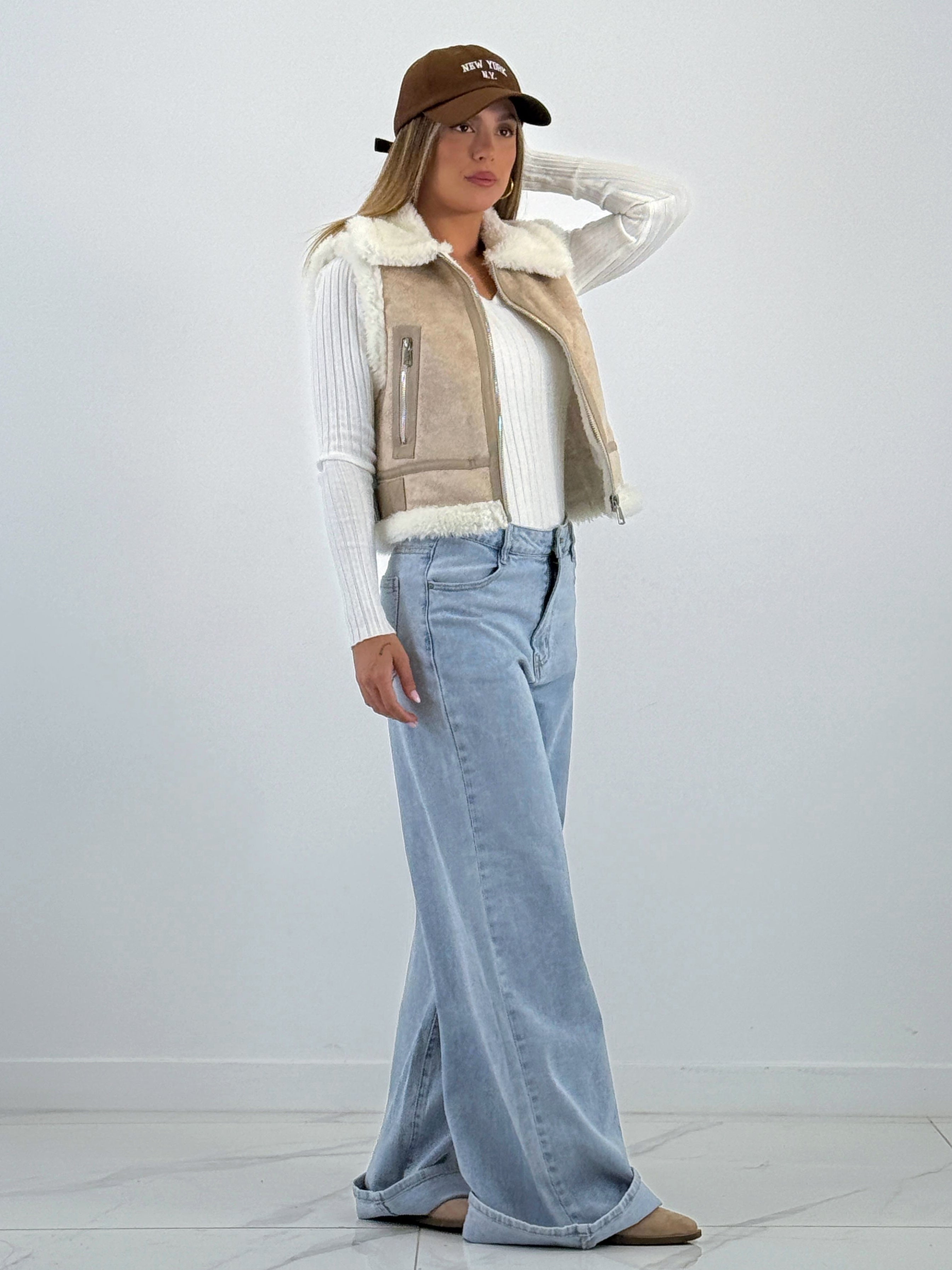 Chaleco cropped doble faz