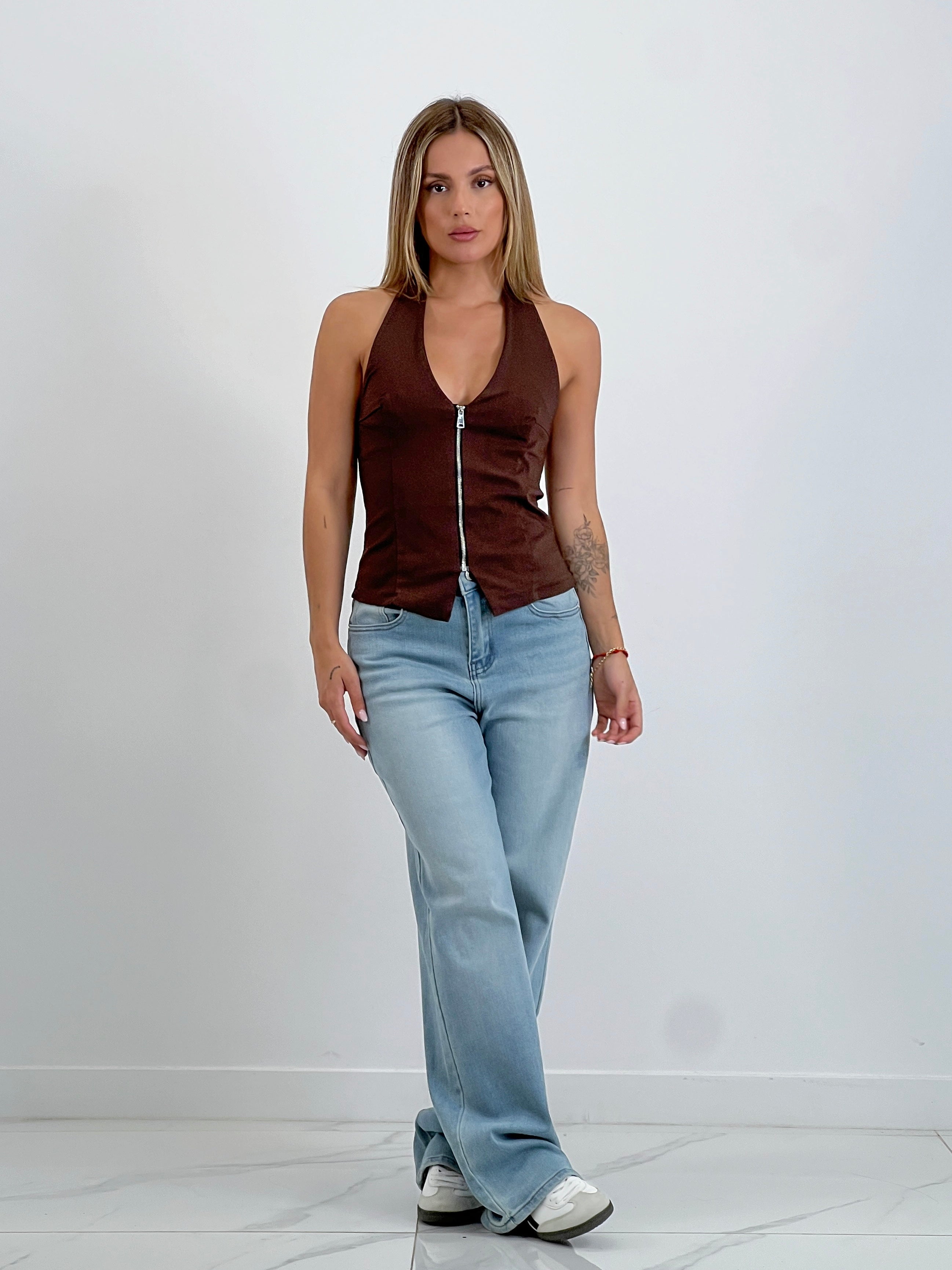 Top chaleco cremallera