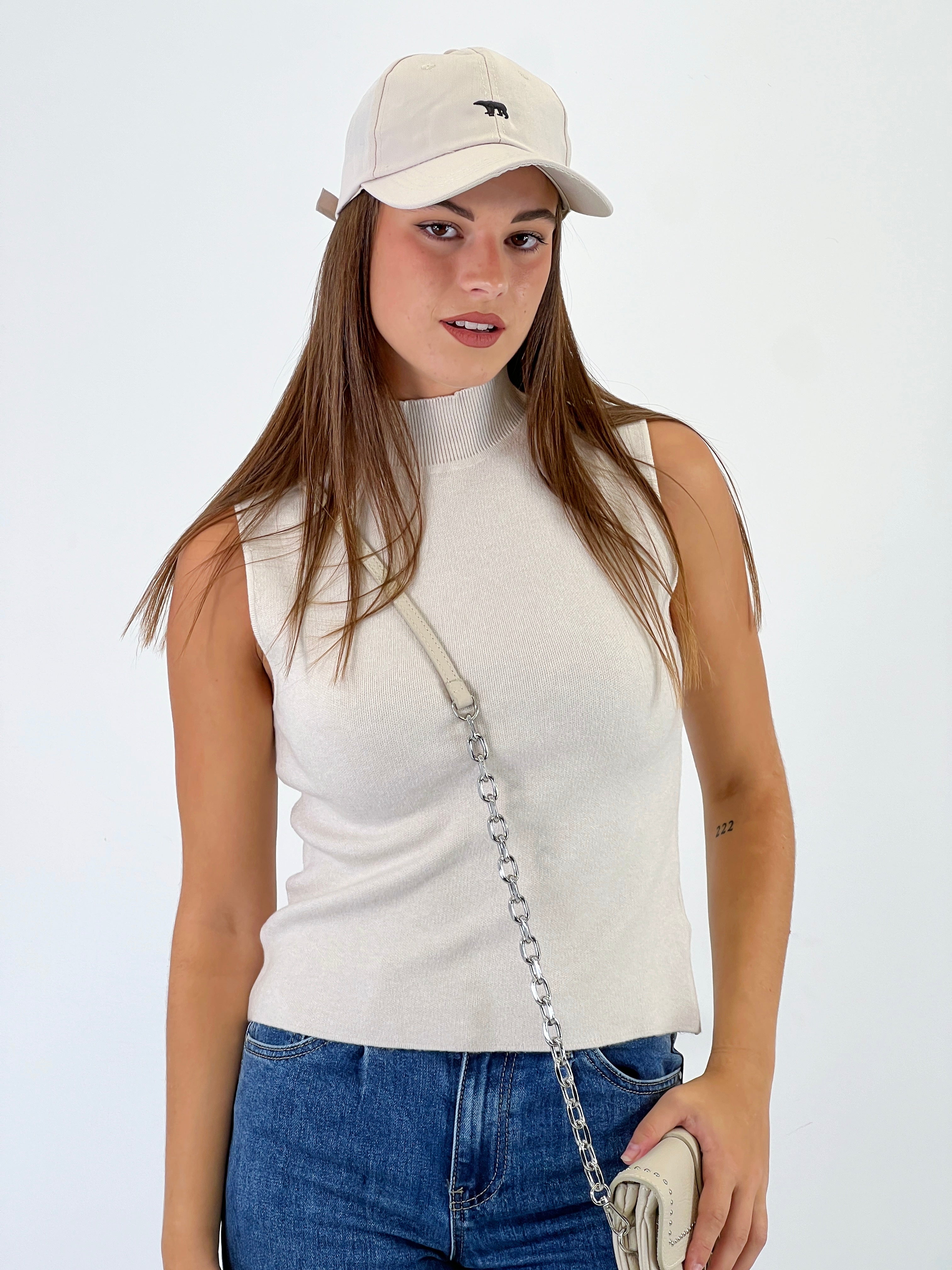 Top cuello subido manga sisa