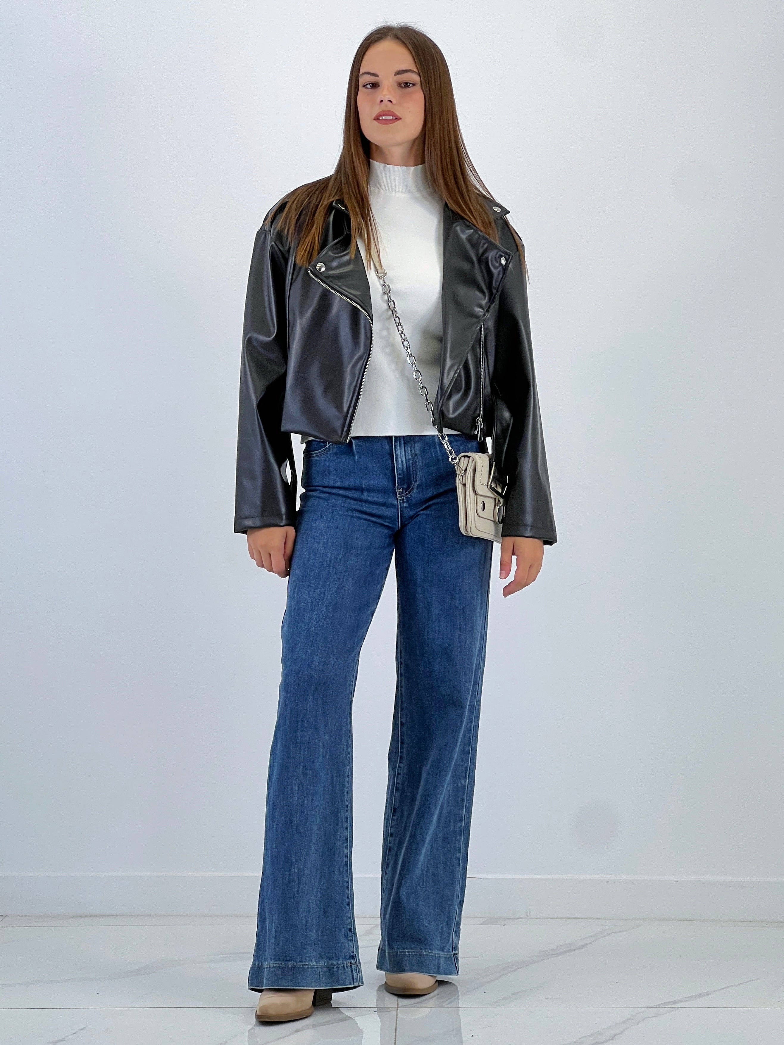 Chaqueta cruzada biker