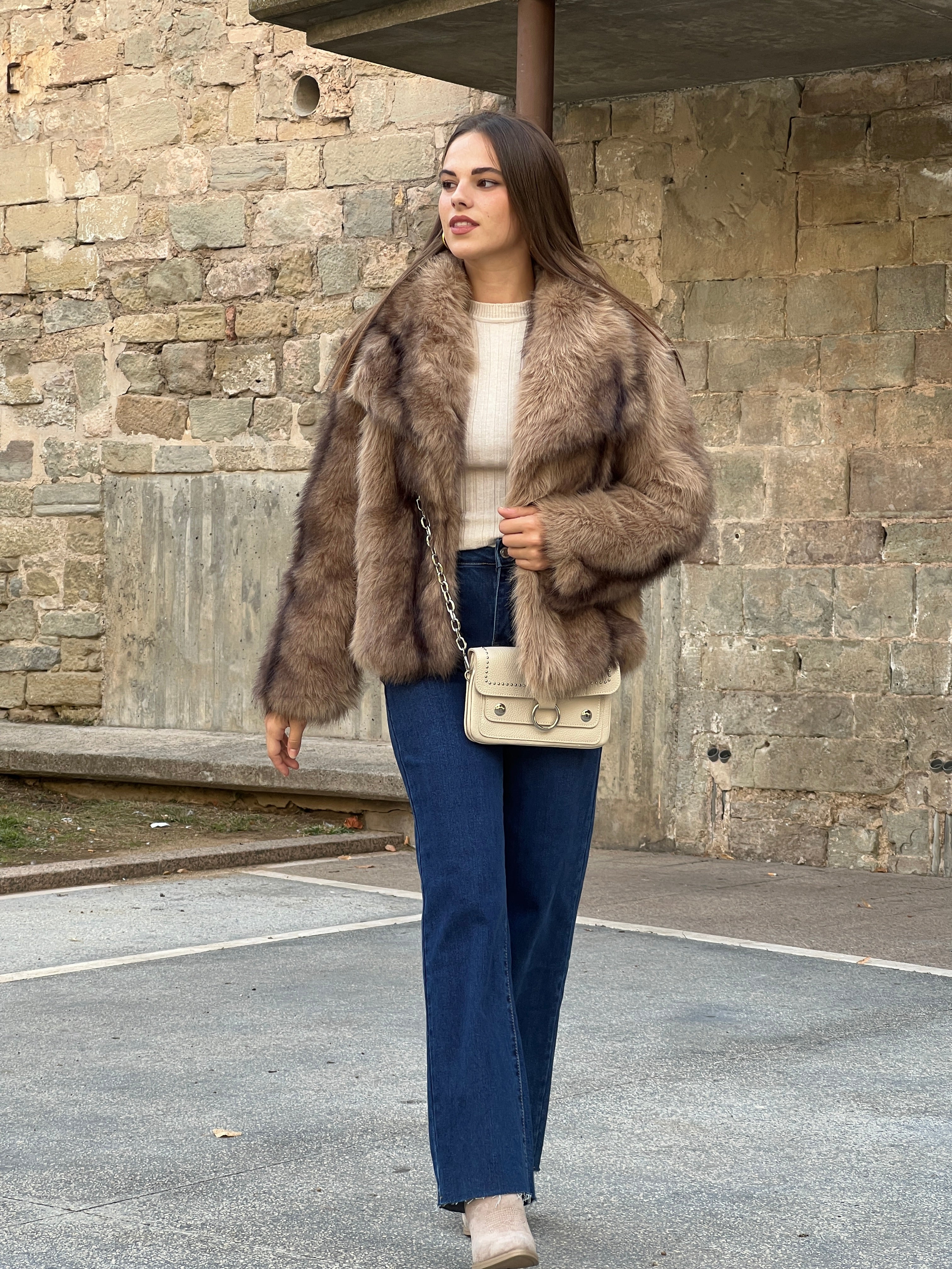 Chaqueta pelo cuello solapa