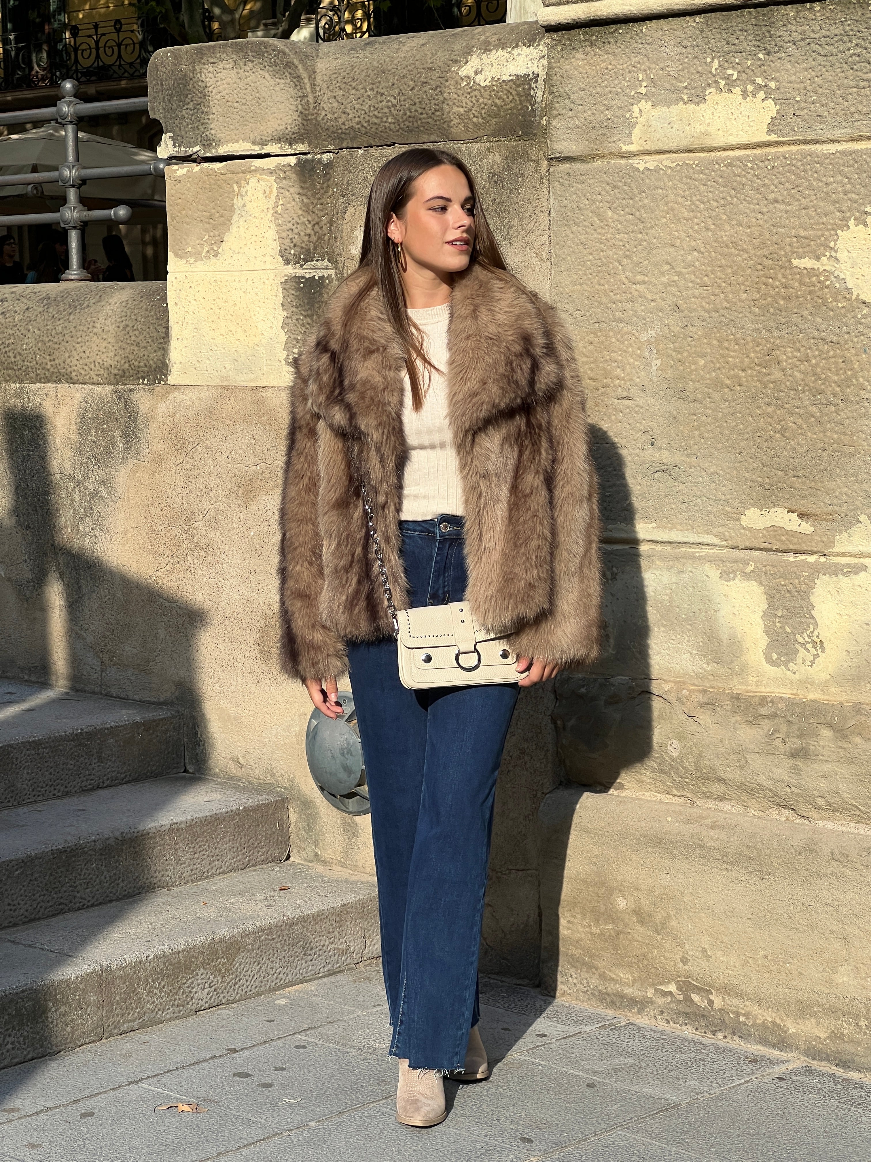 Chaqueta pelo cuello solapa