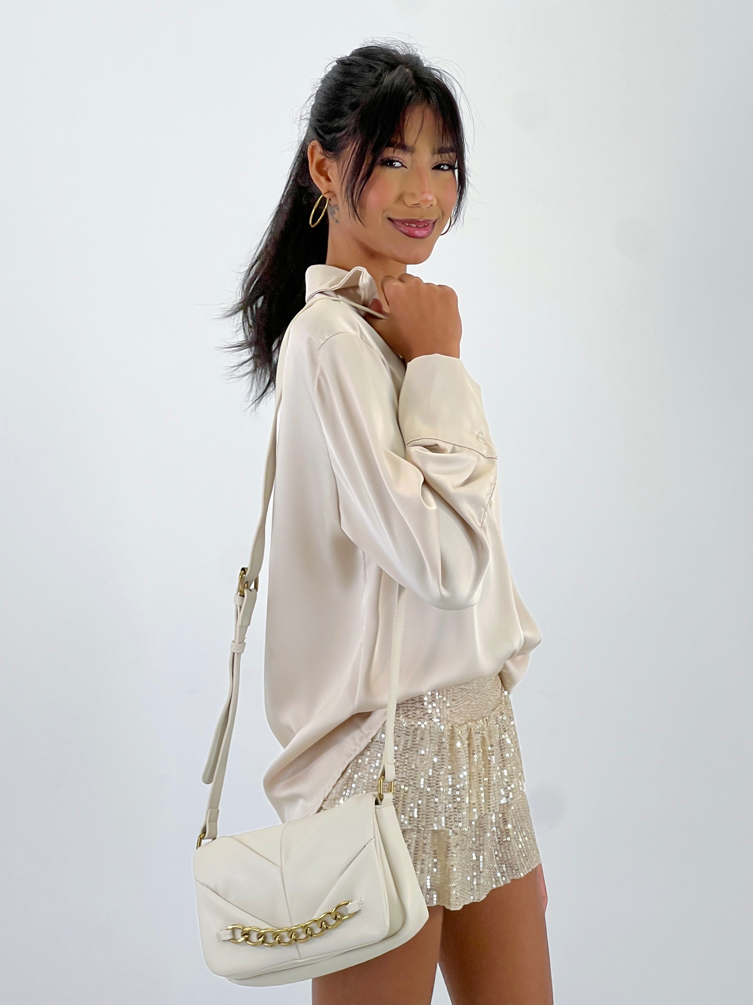 Camisa satinada botones