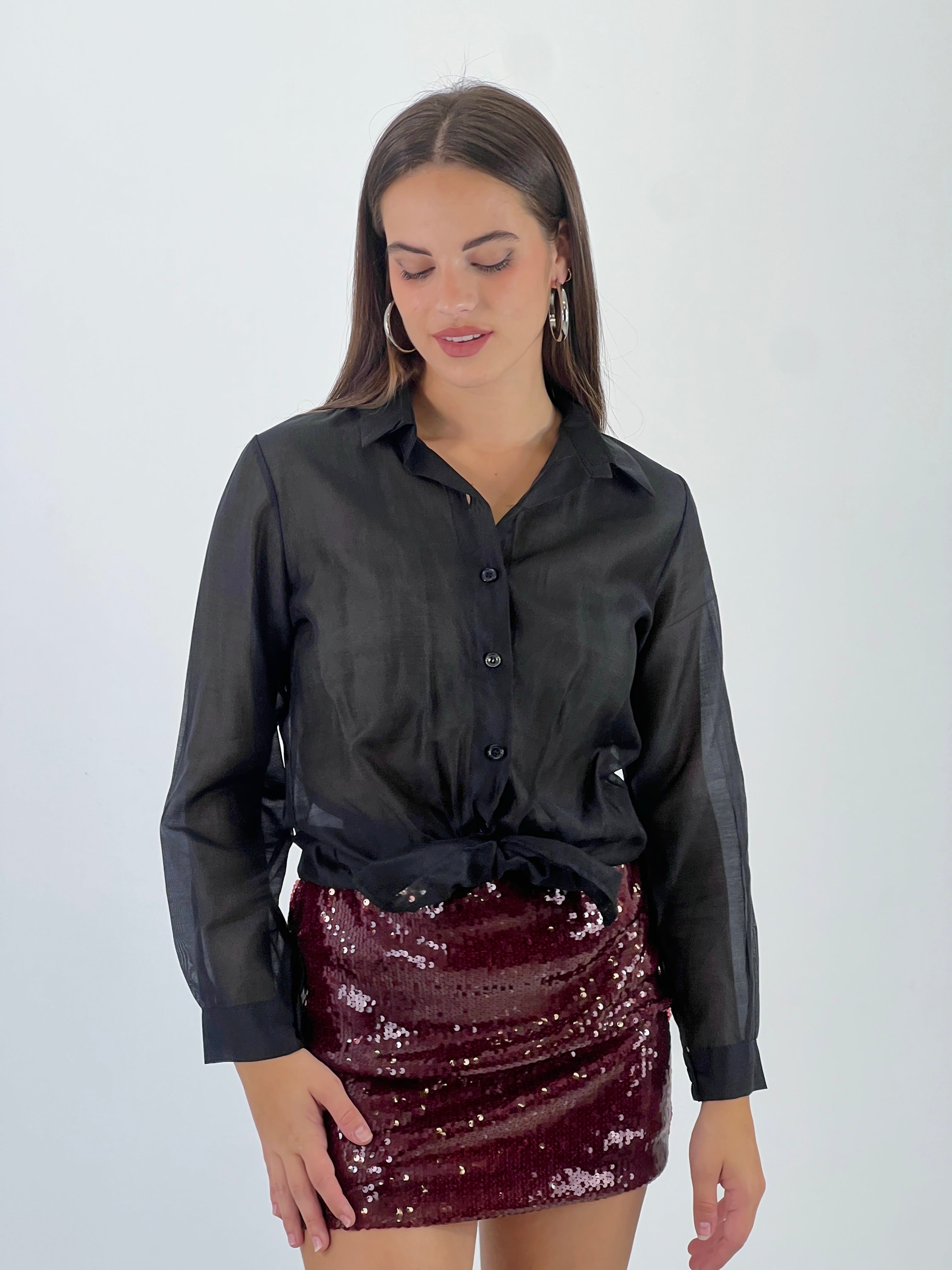 Blusa transparencia nudo