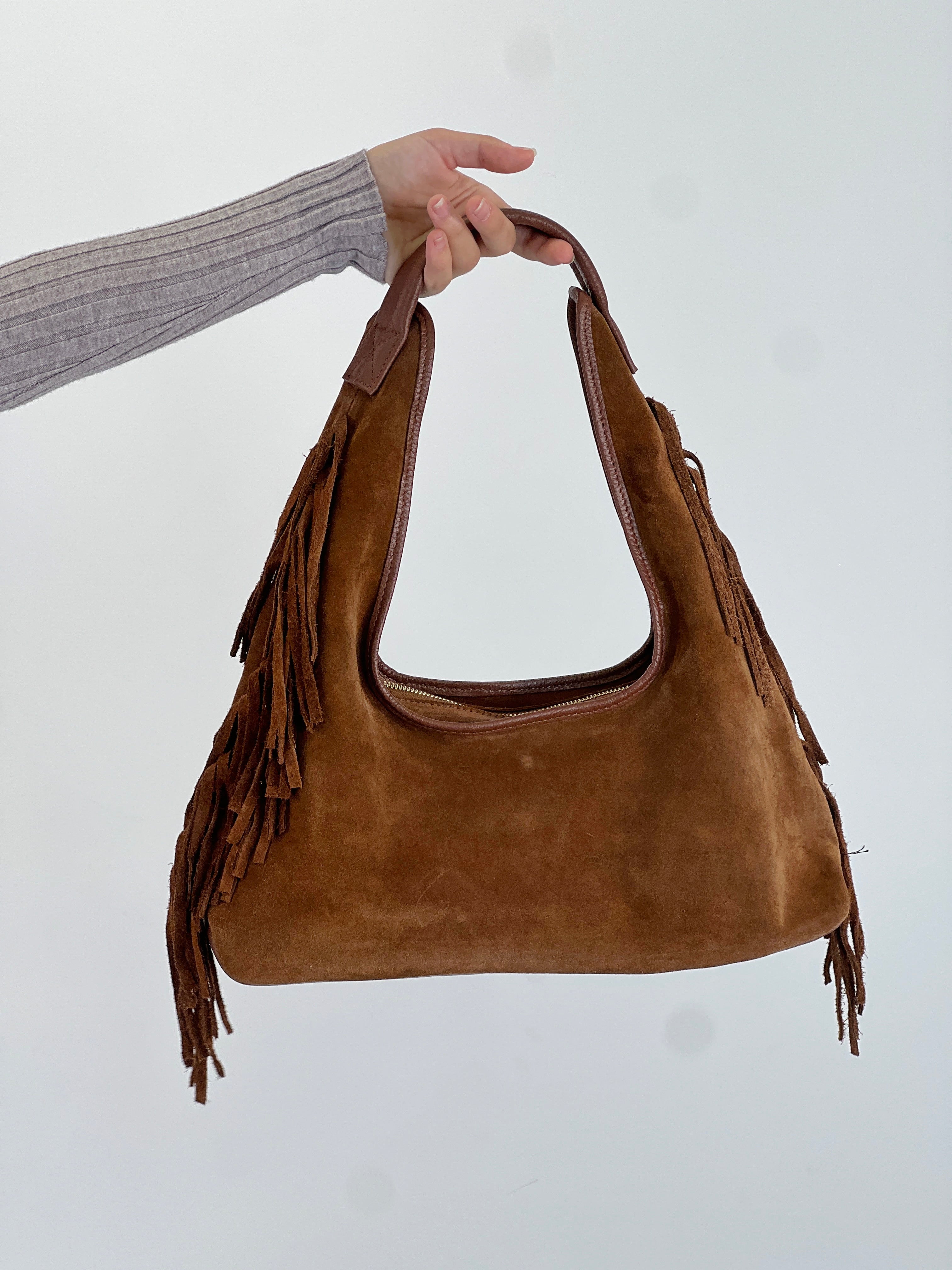 Bolso hobo piel flecos