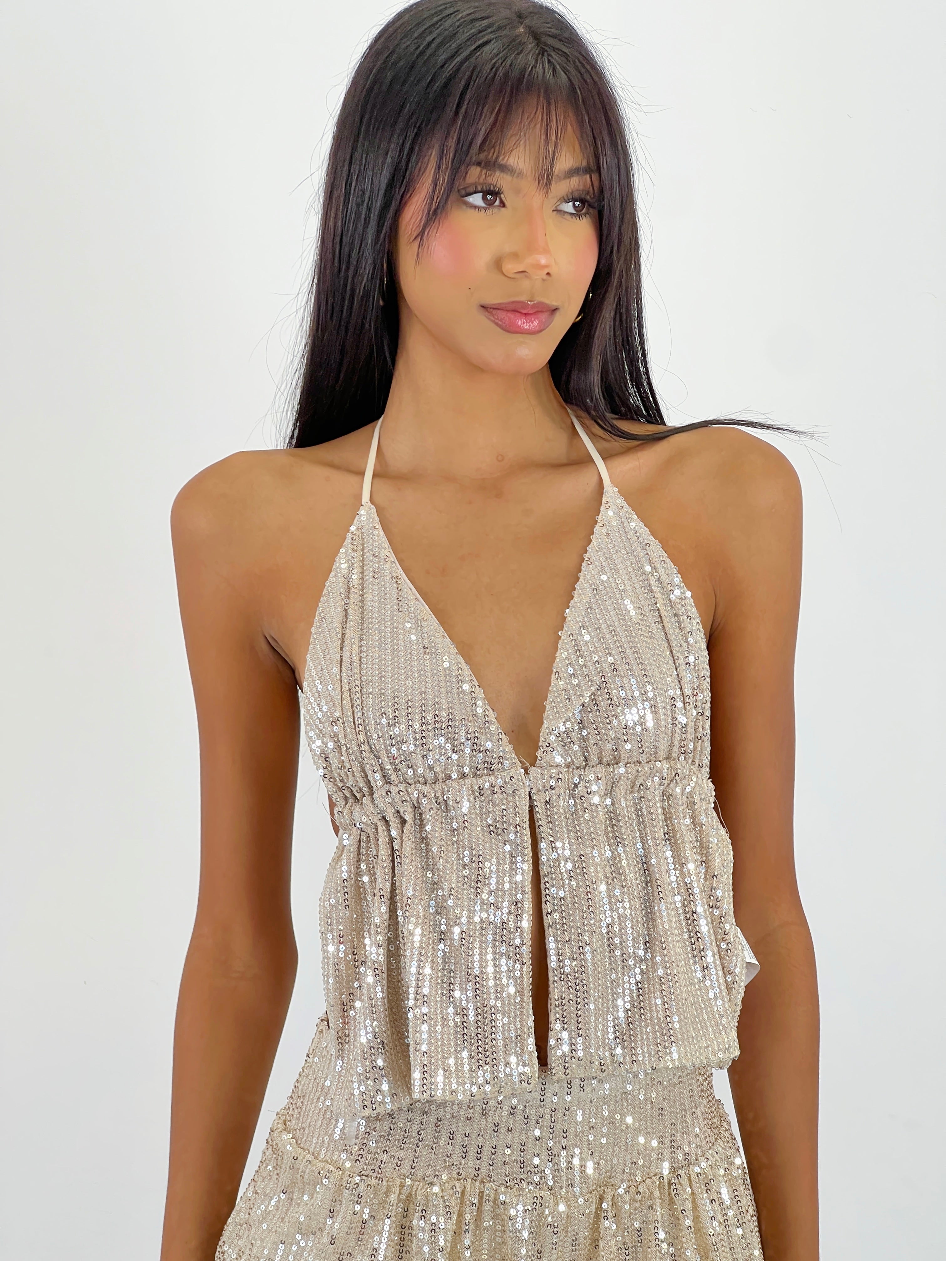 Top escotado lentejuelas