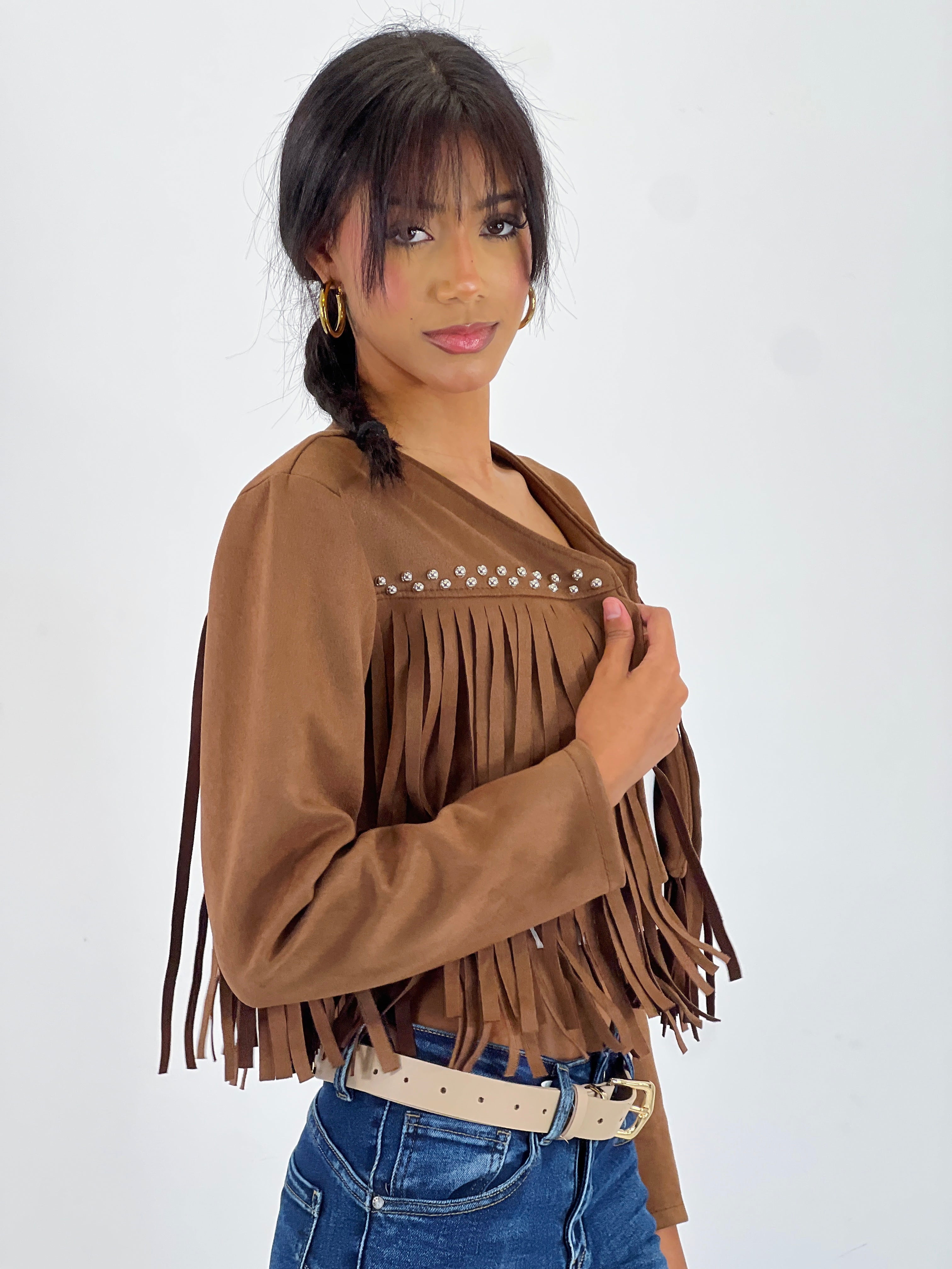 Chaqueta ante flecos