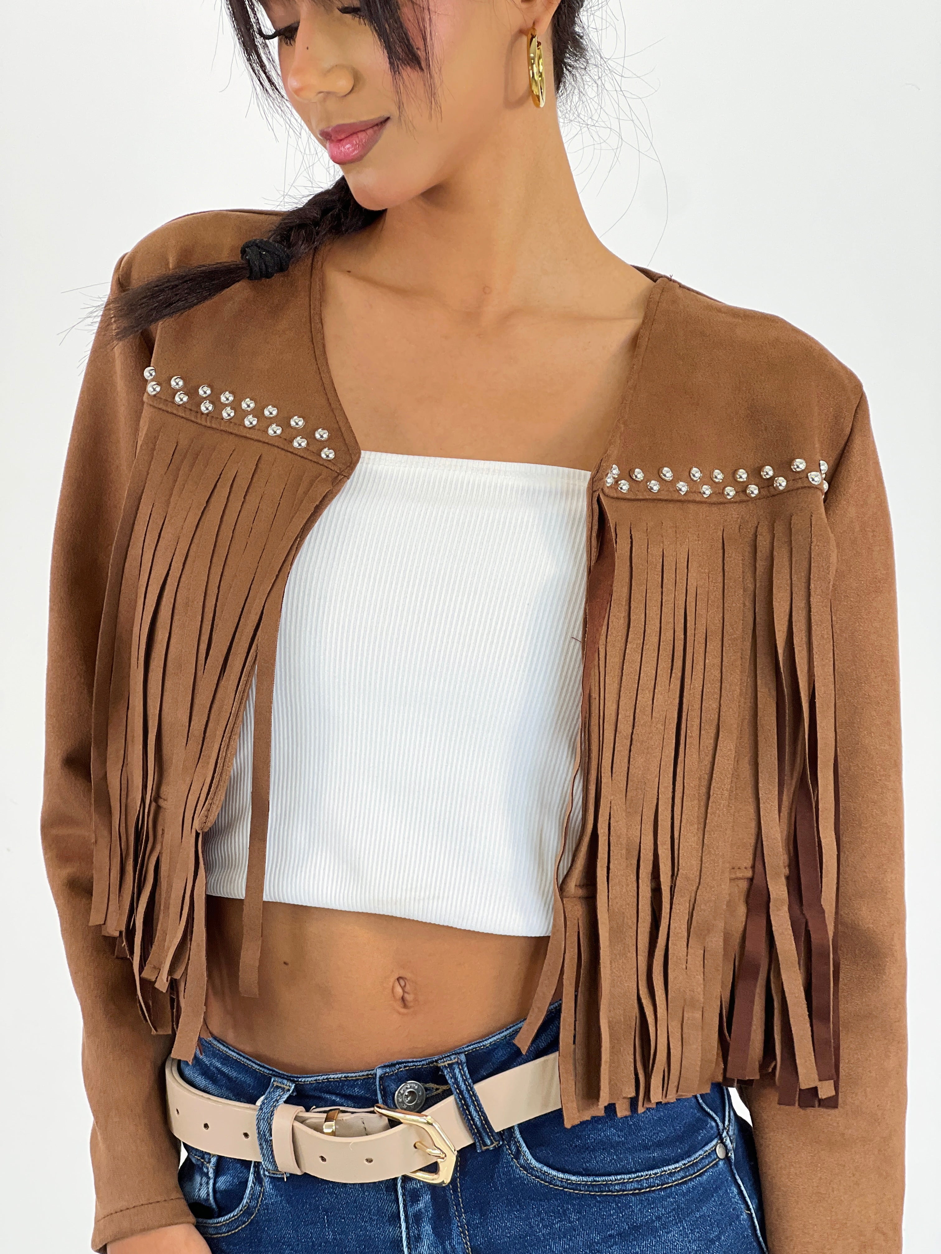 Chaqueta ante flecos