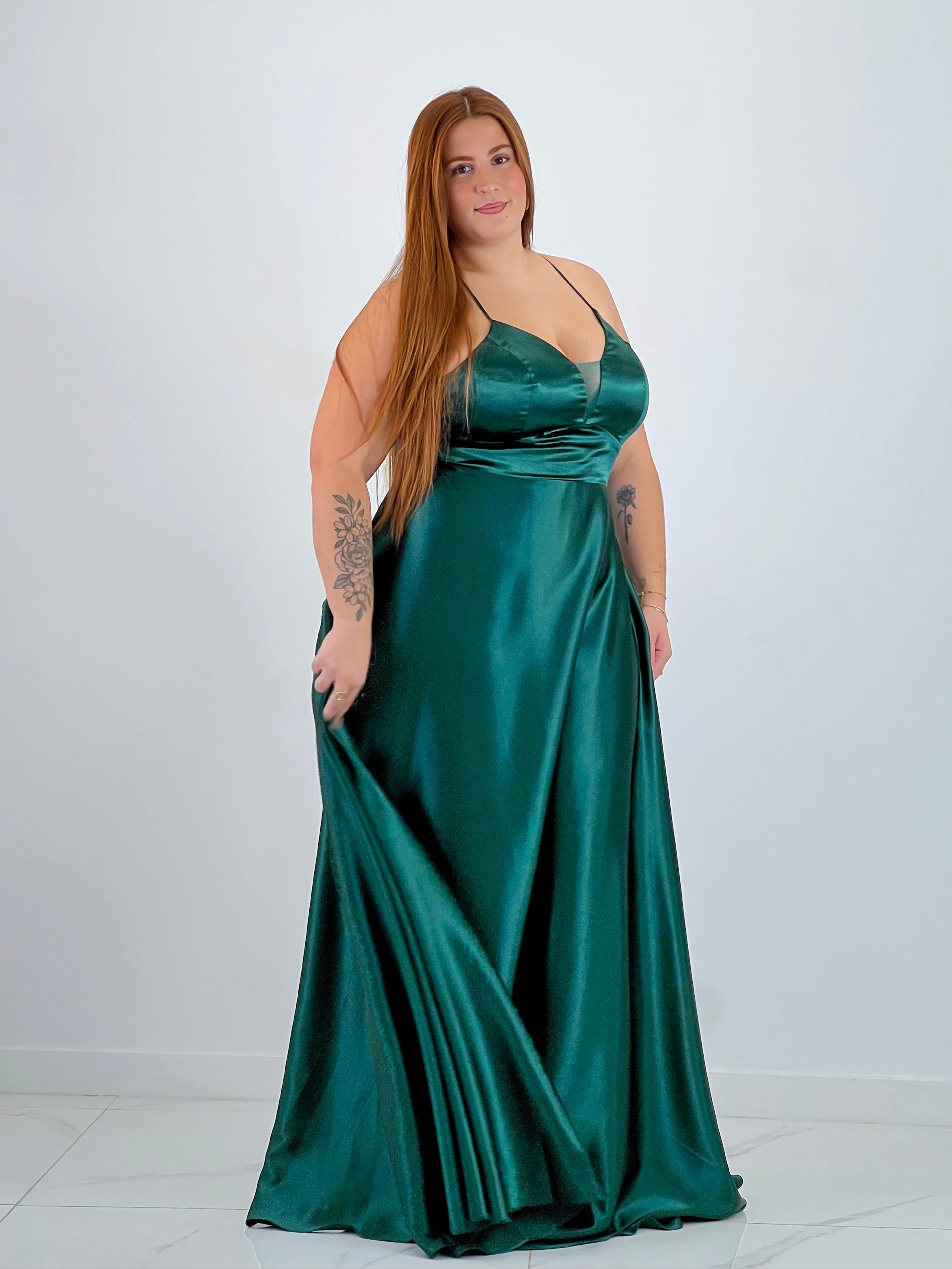 Vestido raso ceremonia Emma