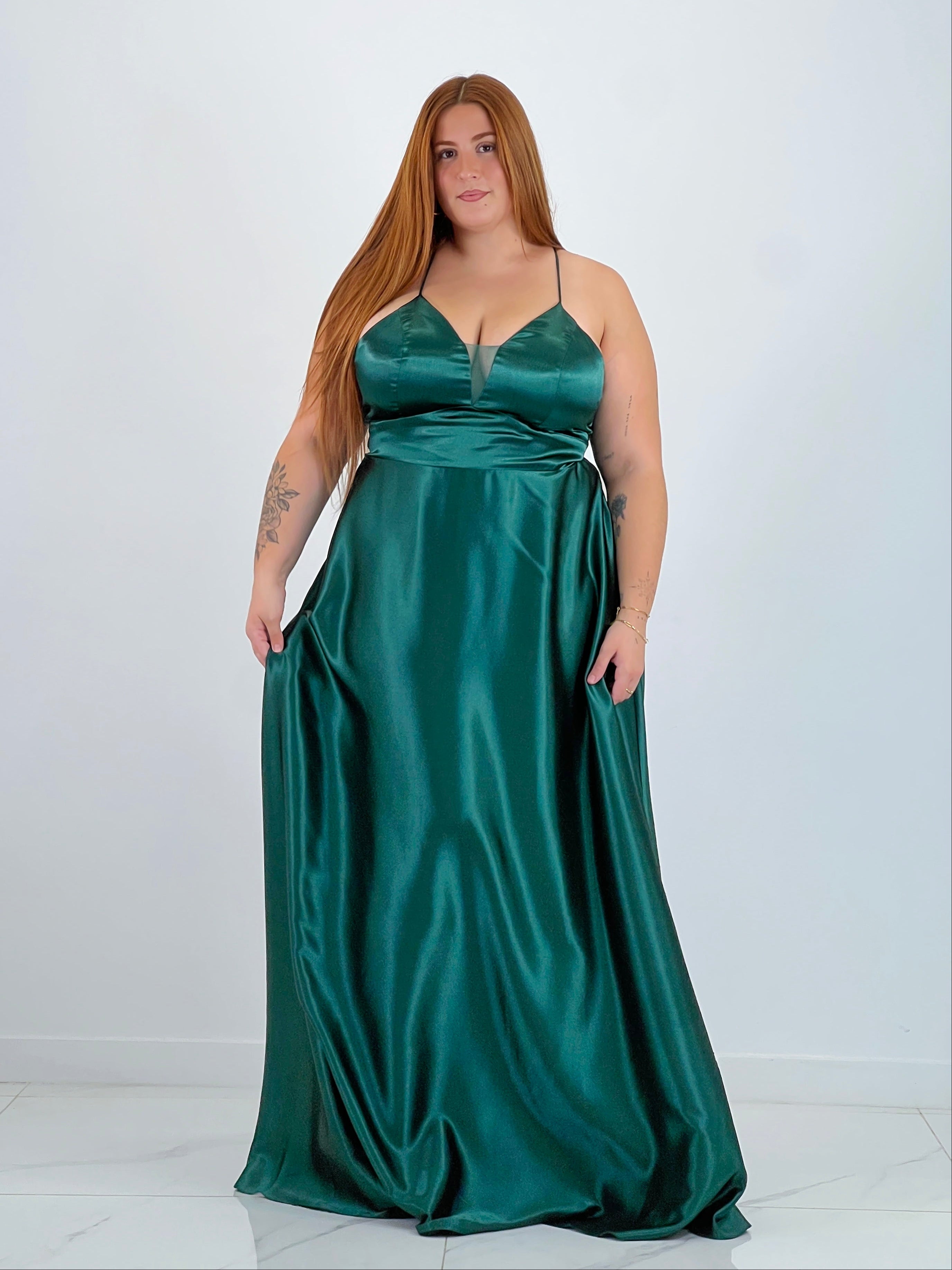 Vestido raso ceremonia Emma