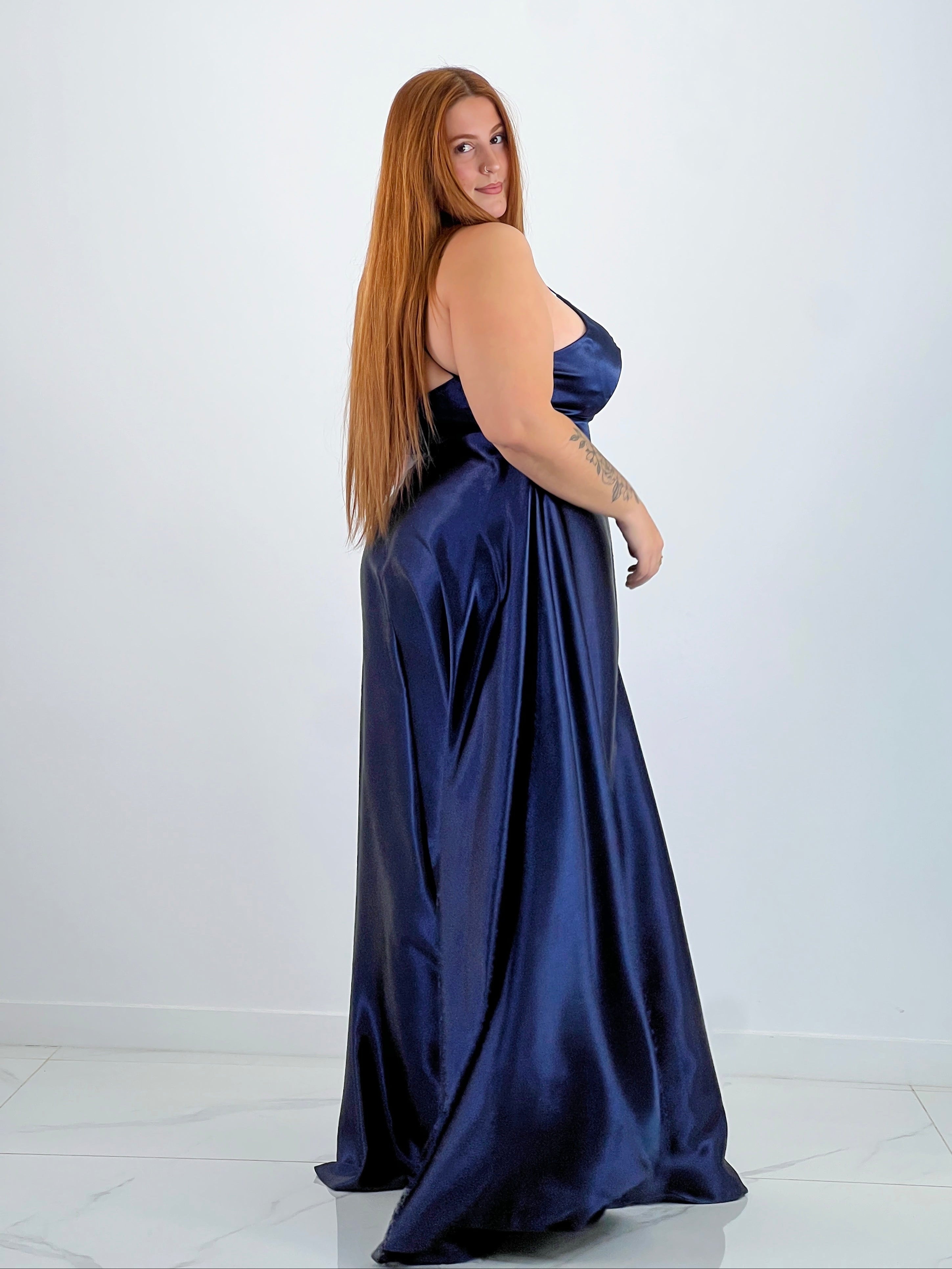 Vestido raso ceremonia Emma