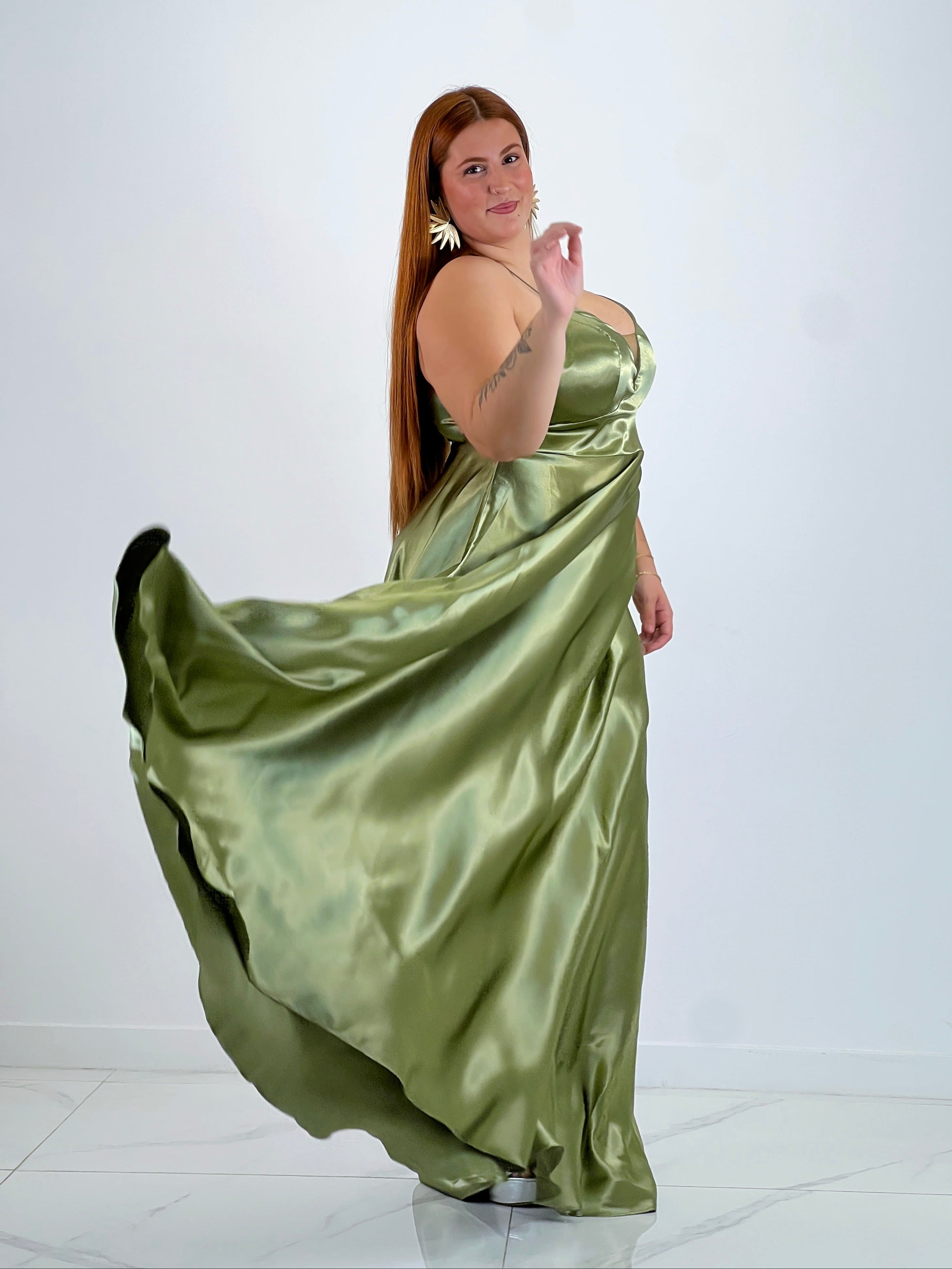 Vestido raso ceremonia Emma