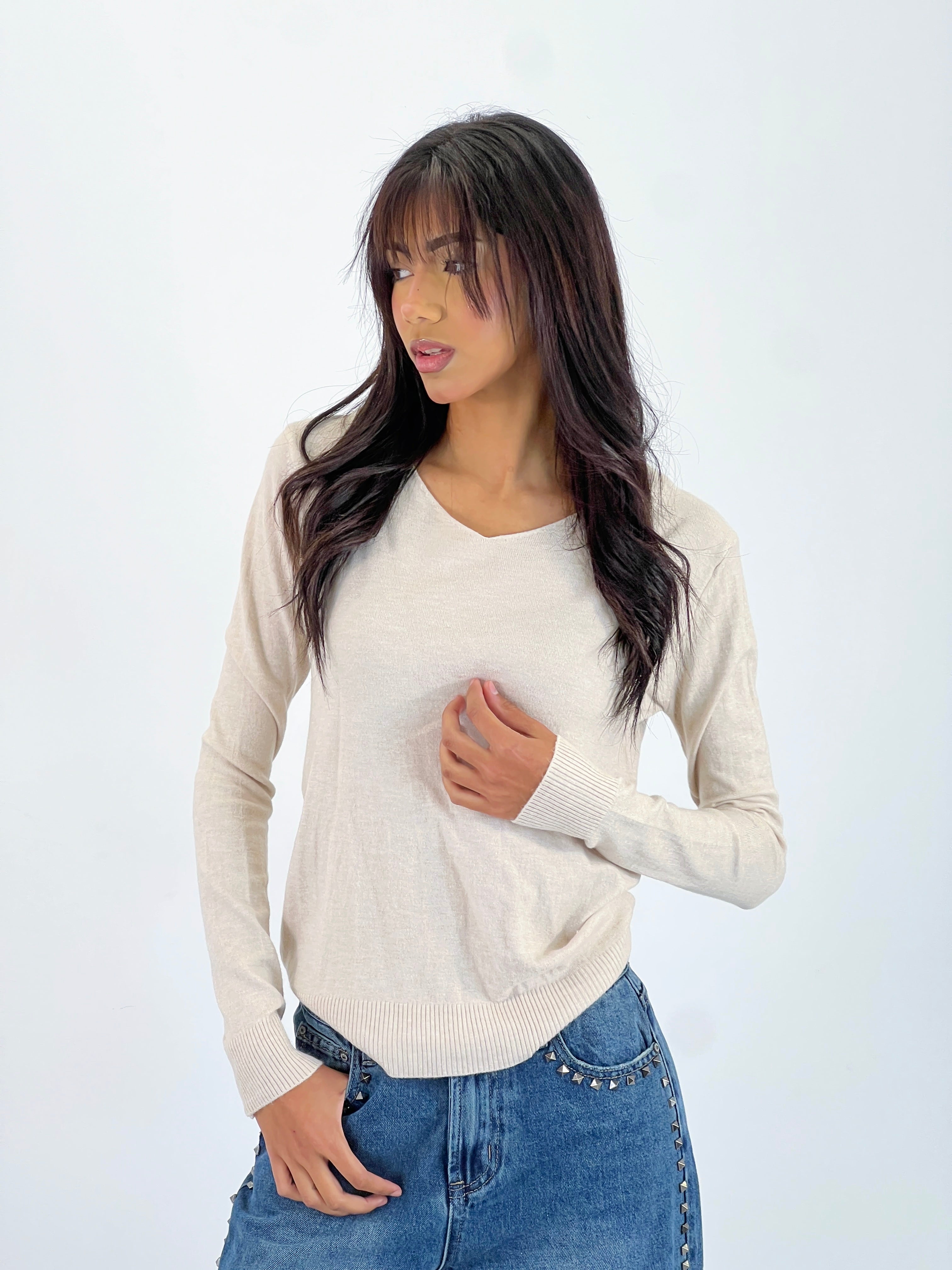 Jersey punto cuello pico