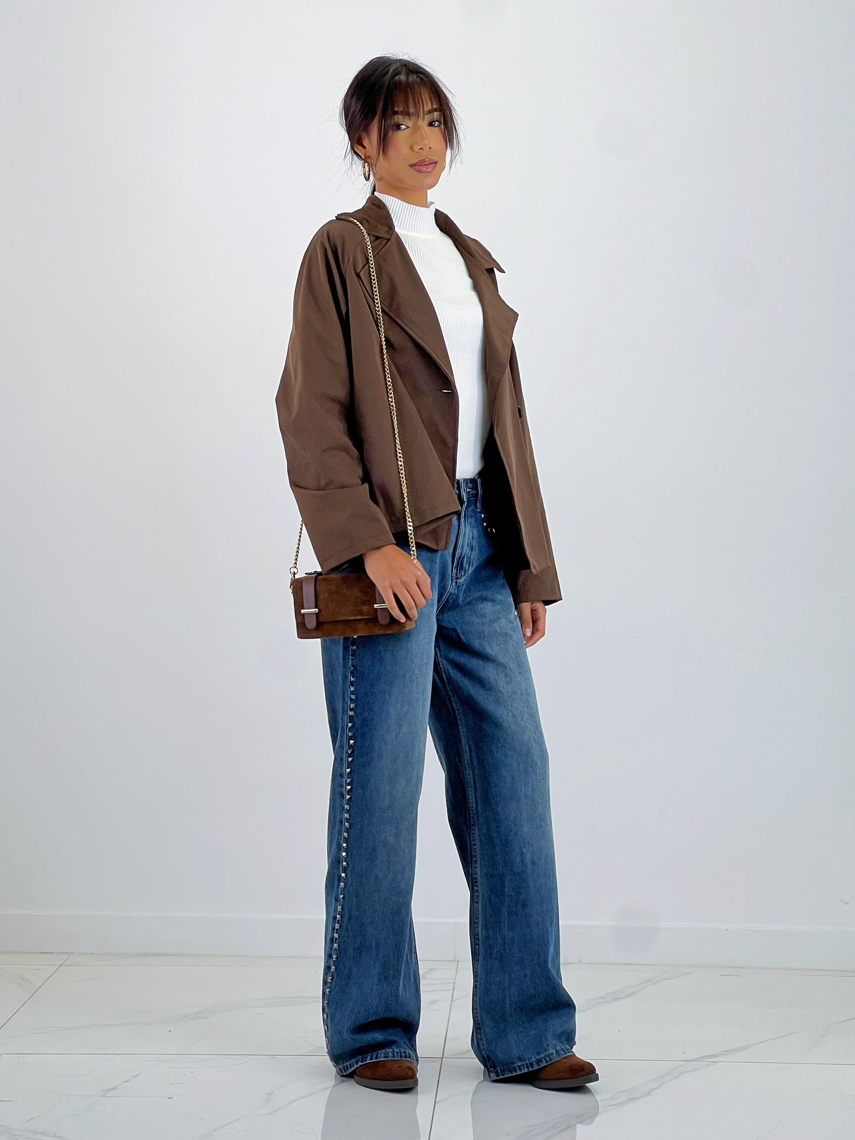 Gabardina trench corta